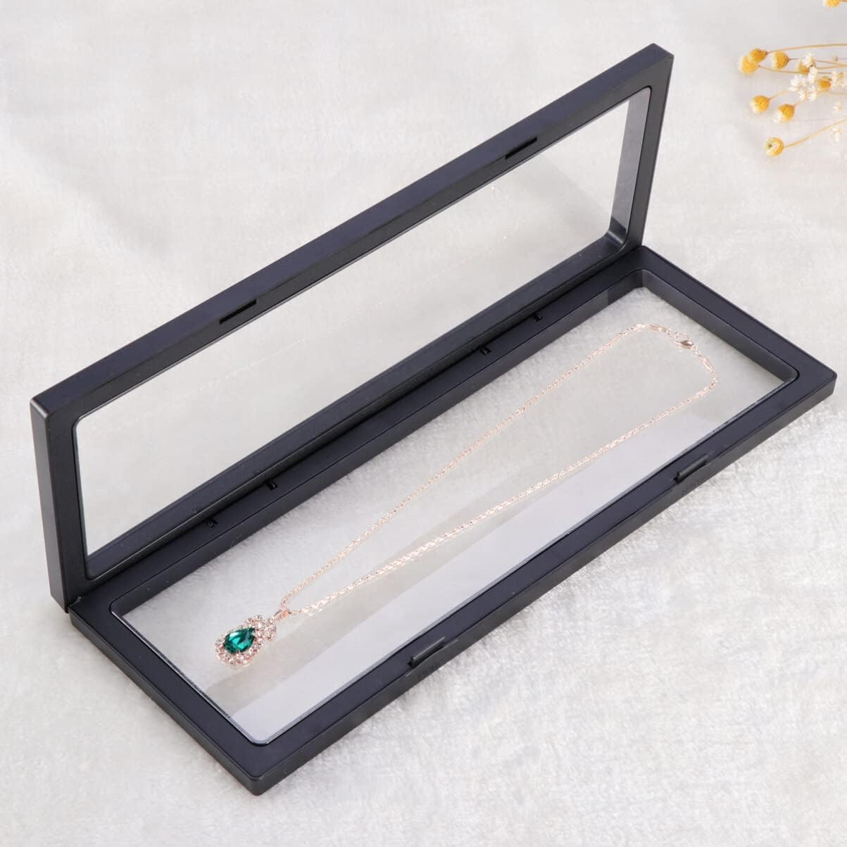 AOKWAWALIY 3D Floating Frame Shadow Box Display Case Coin Box Jewelry Display Show Case 11X30Cm (Black) image number 2