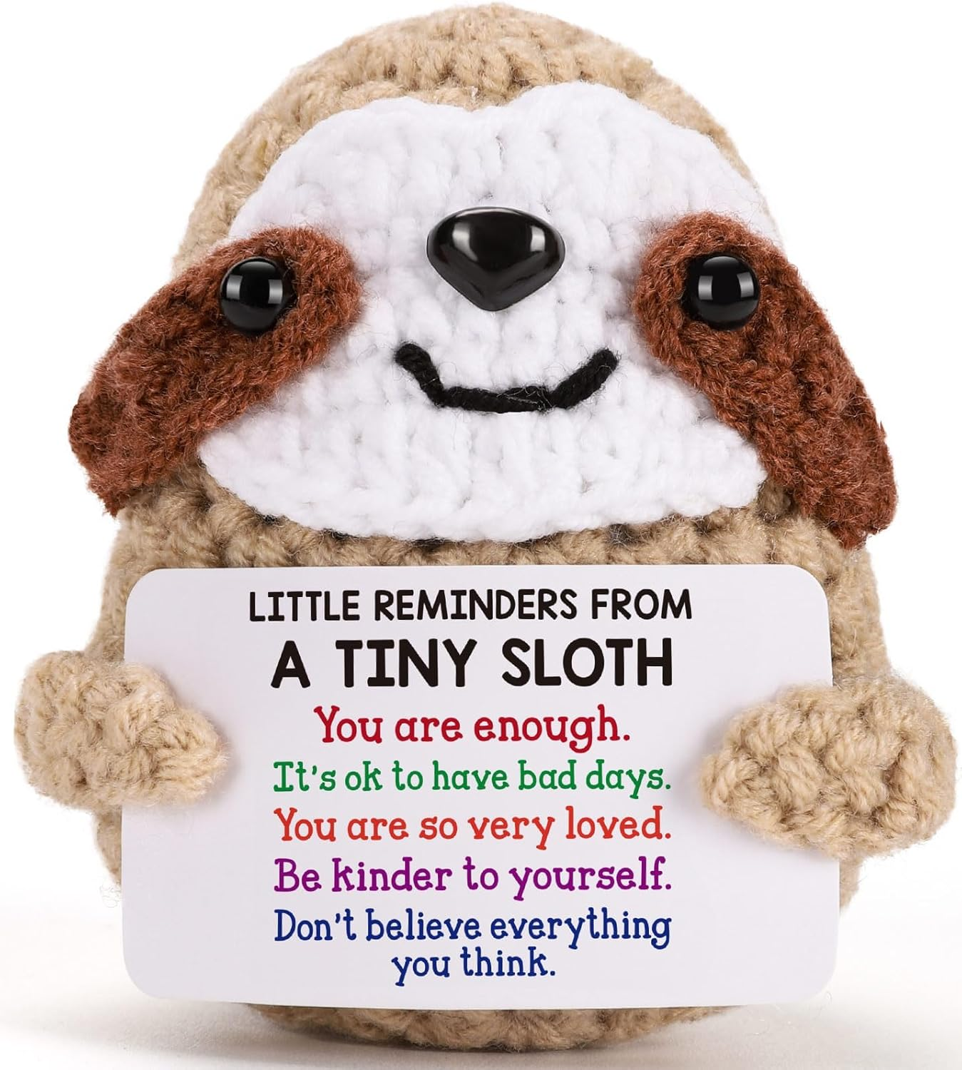 Inspirational Positive Crochet Sloth - Handmade Little Reminders Emotional Uplifting Support Mental Health Knitted Sloth for Birthday Graduation Christmas Stocking Stuffers image number 5