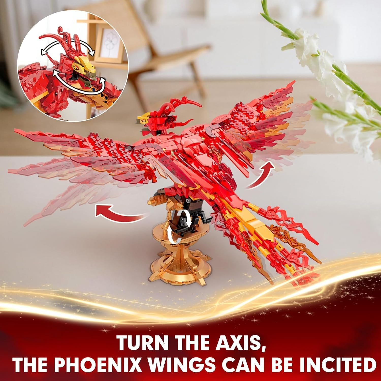 Magic Fire Phoenix Building Block Set, Phoenix Collection Model for Adults, Ideas Building Toy Gifts for Kids Boys and Girls Ages 8+, Easter Decor Gifts(938 PCS) image number 2