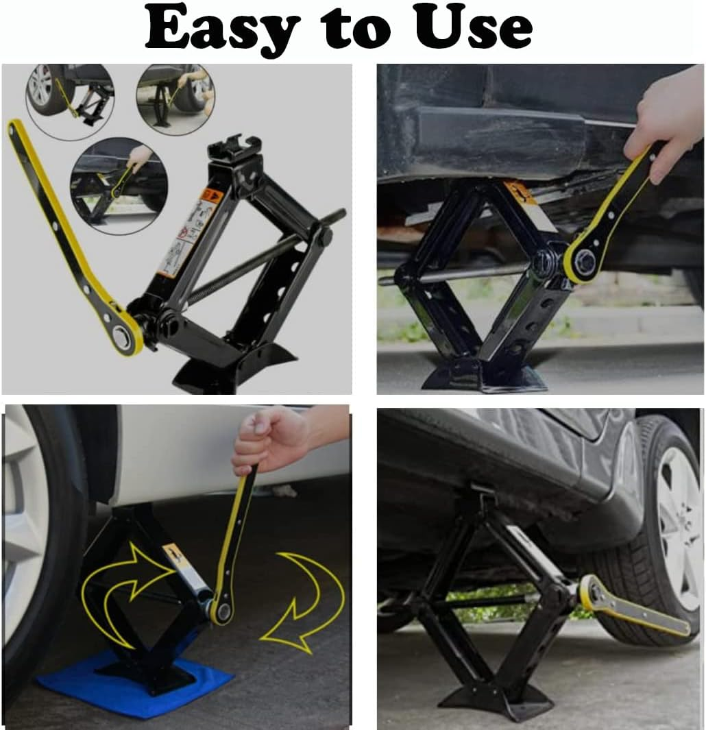 Universal Automotive 360&deg; Swivel Labor-Saving Jack Ratchet Wrench, Scissor Jack Lift Speed Handle Tool Jack Lug Handle Tool Tire Wheel Jack Wrench for Travel/Truck/Suv (2 PCS) - 1-B-Pcs image number 5