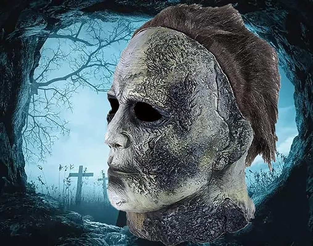 Michael Myers Mask, Realistic Horror Mask Scary Halloween Cosplay Mask, Scar Face Covering Halloween Decoration image number 2