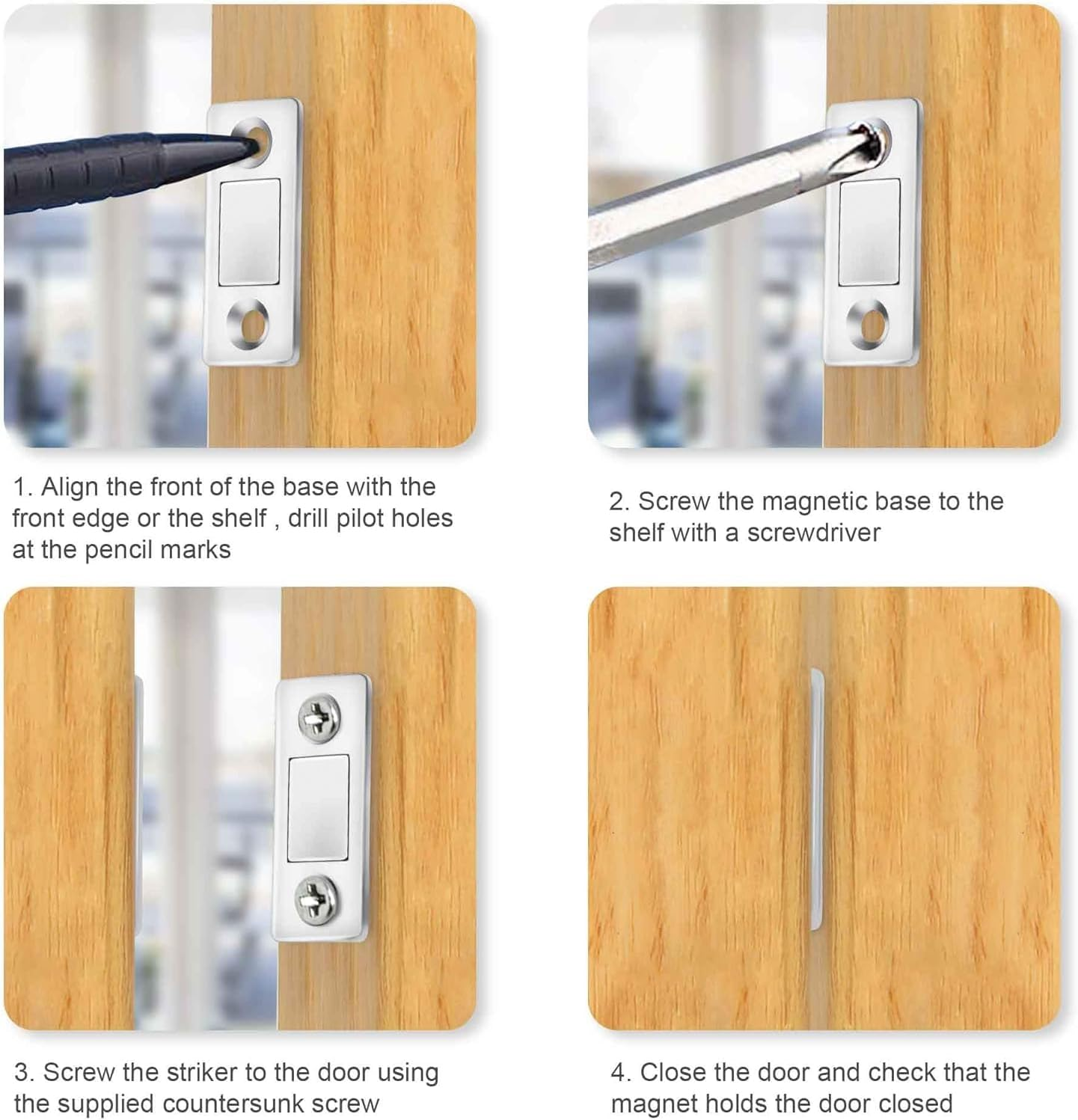 10 Pack Cabinet Magnetic Catch, Ultra-Thin Cabinet Drawer Magnets Adhesive Door Latch Closures for Kitchen Wardrobe Door Closet Drawer Magnetic Cabinet Latch image number 1