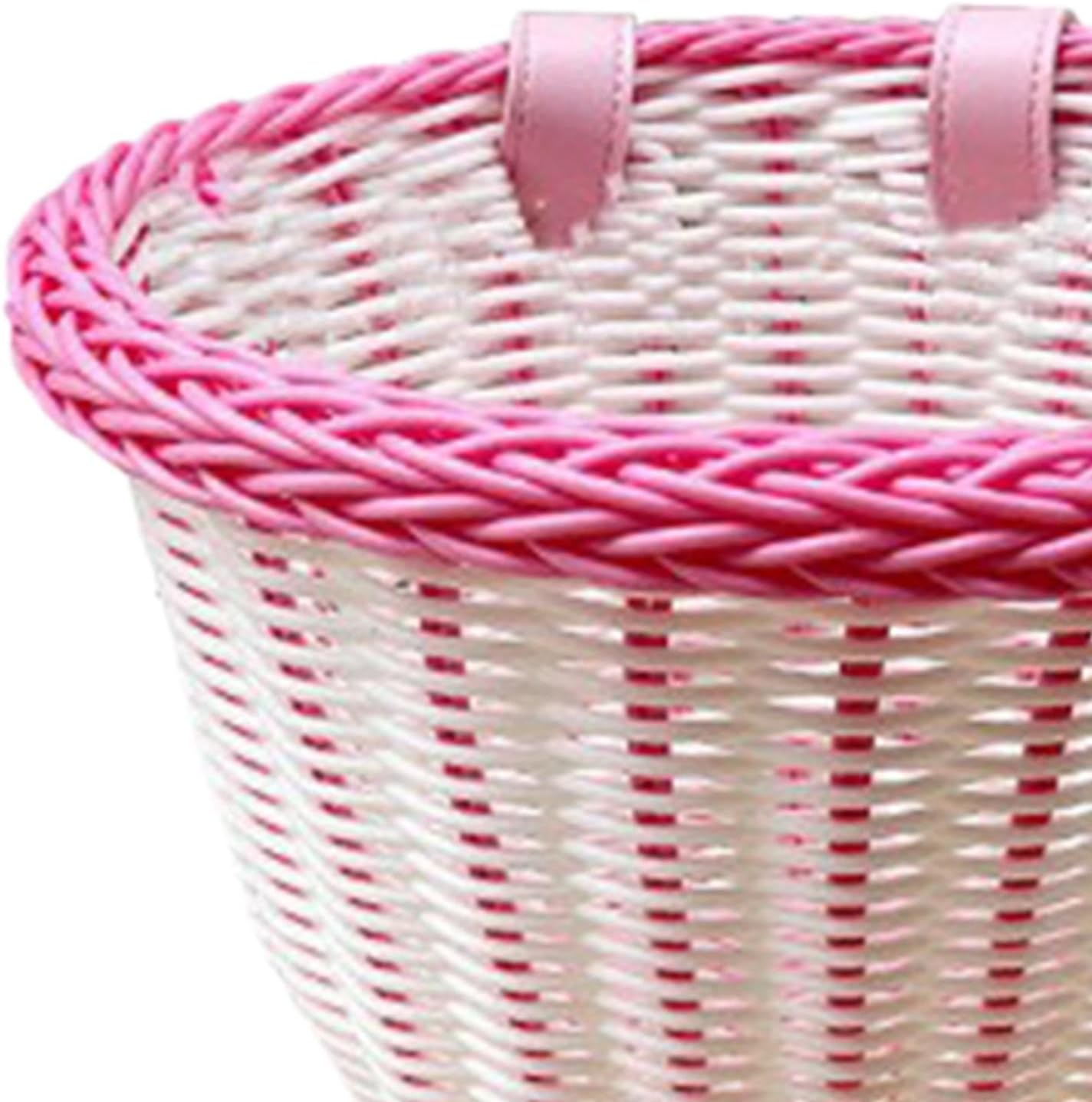 Kids Bike Basket, Kid'S Front Handlebar Basket,Girl'S Basket Kit, Suitable for Most Children'S Bicycles and Kids Tricycles Handlebar (White Pink)