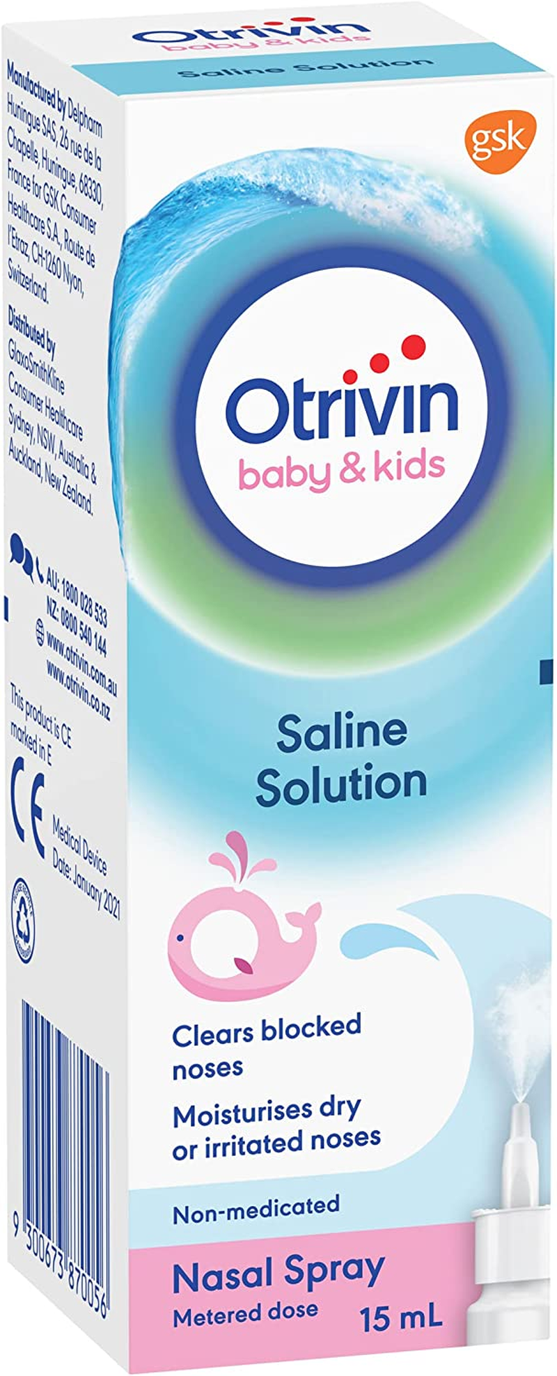 Otrivin Baby & Kids Nasal Spray for Relief of Nasal Congestion and Blocked Nose, 15Ml image number 1