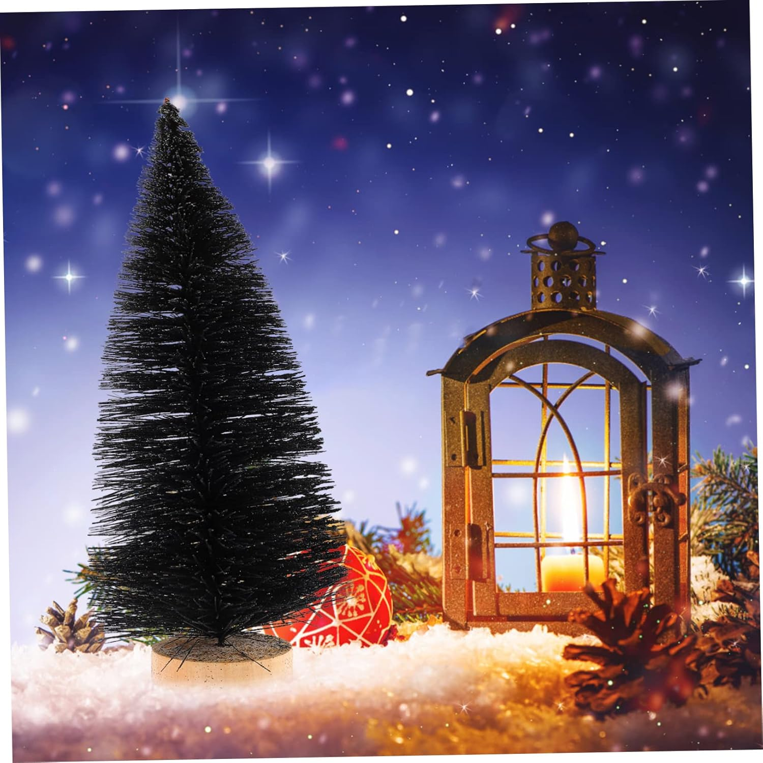 Artificial Christmas Tree Mini Pine Holiday Decor Black Spruce Desk Ornament image number 1