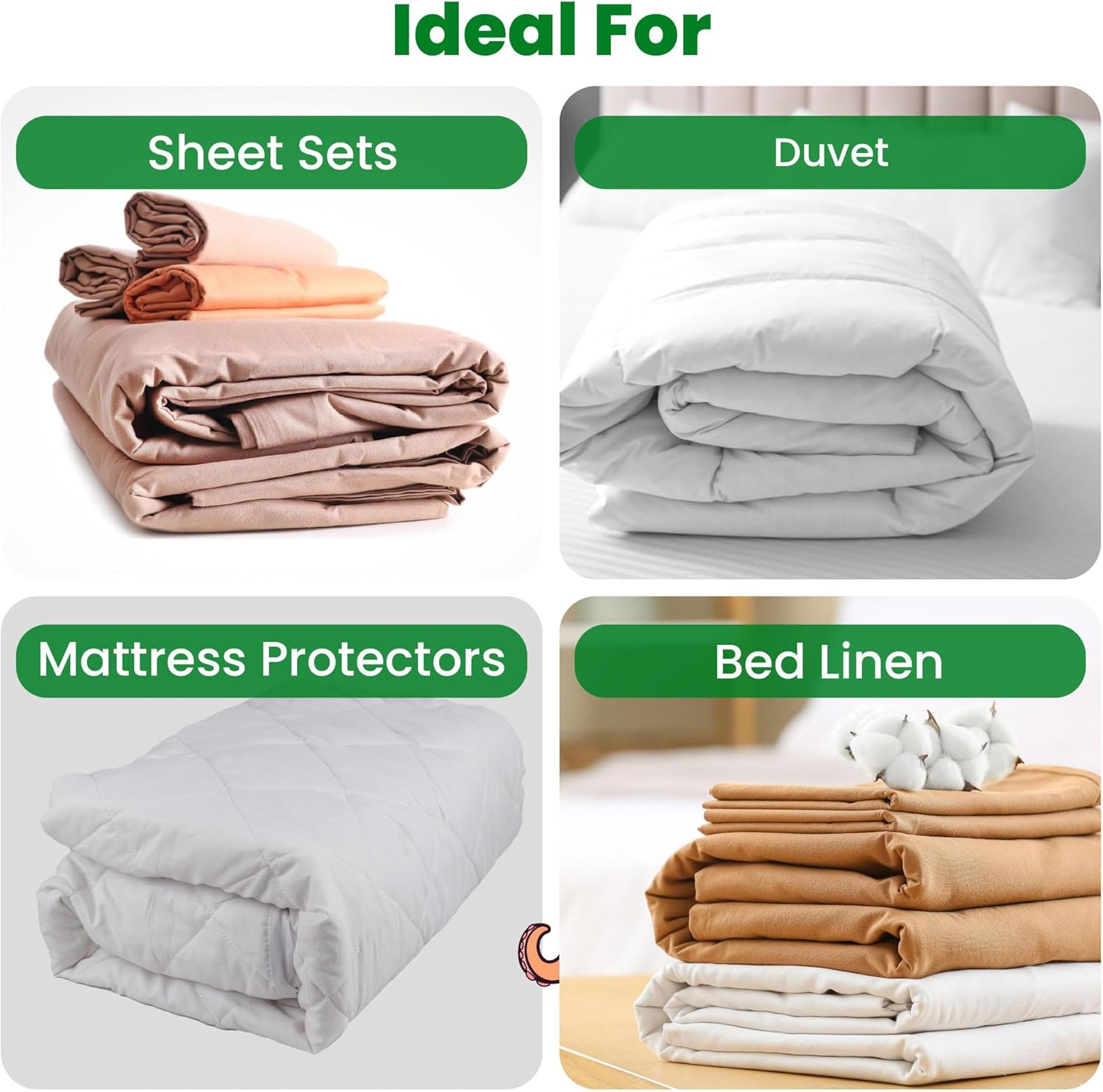 Ecohomes Bed Sheet Organizer and Storage Size Label Bands | Bed Sheets Set Organizers for Linen Closet Organization - Elastic Bedding Band Labels for Organizing Bedsheet (Full 2Pcs Pack | White) image number 4