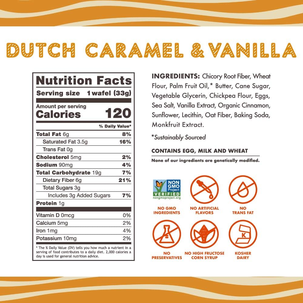 Rip Van Wafels Dutch Caramel & Vanilla Stroopwafels - Healthy Snacks - Non GMO Snack - Keto Friendly - Office Snacks - Low Sugar (3G) - Low Calorie Snack - 12 Count (Packaging May Vary) image number 4