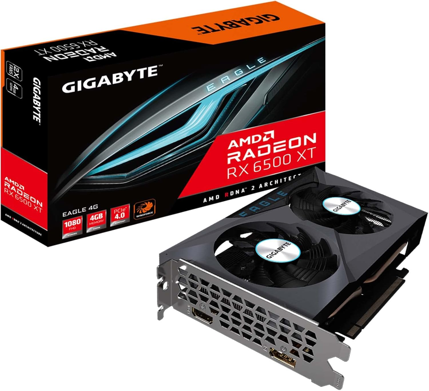 GIGABYTE Radeon RX 6500 XT Eagle 4G Graphics Card, WINDFORCE 2X Cooling System, 4GB 64-Bit GDDR6, GV-R65XTEAGLE-4GD Video Card image number 4