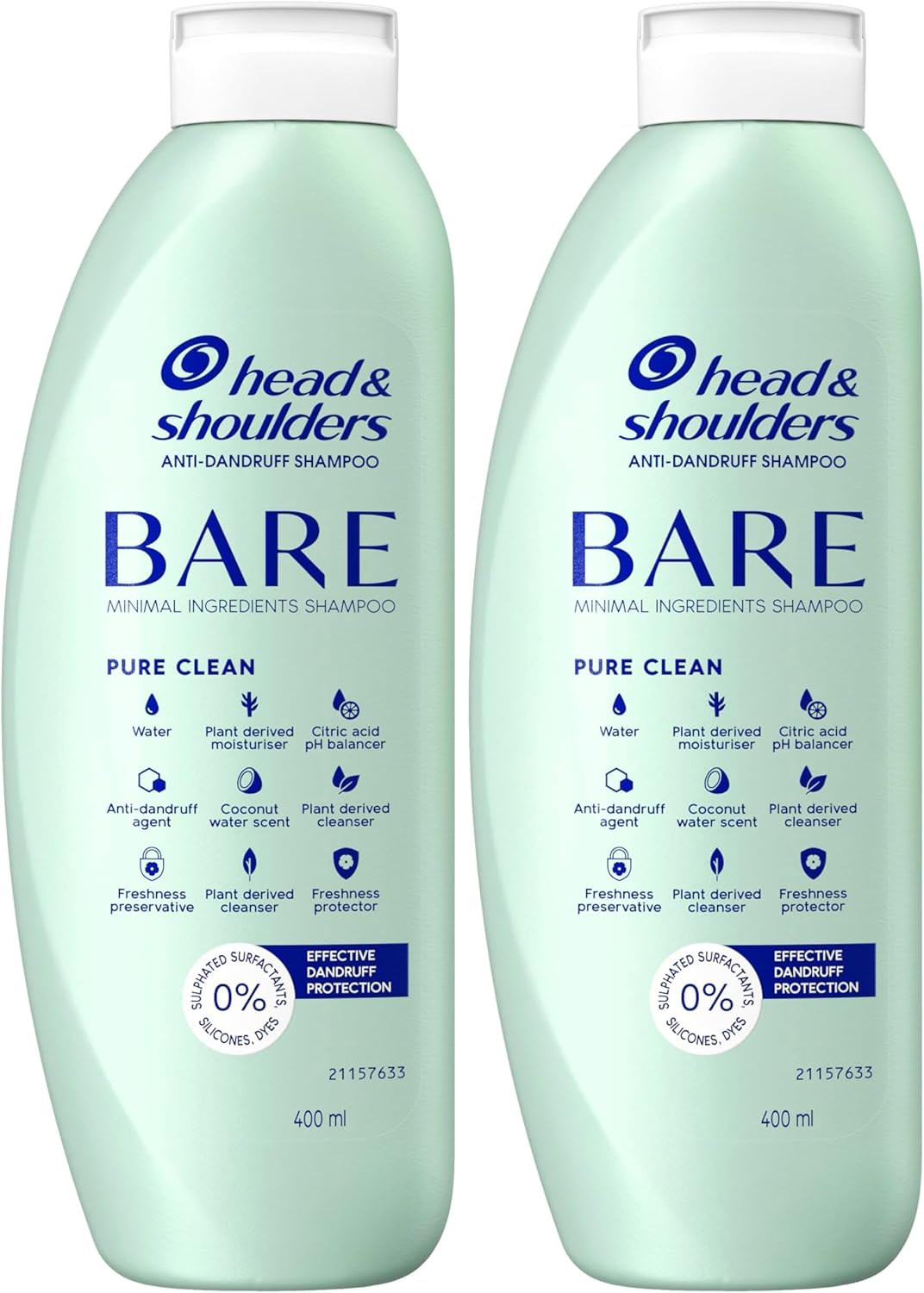 Head & Shoulders BARE Pure Clean Minimal Ingredients anti Dandruff Shampoo 400Ml (Pack of 2)