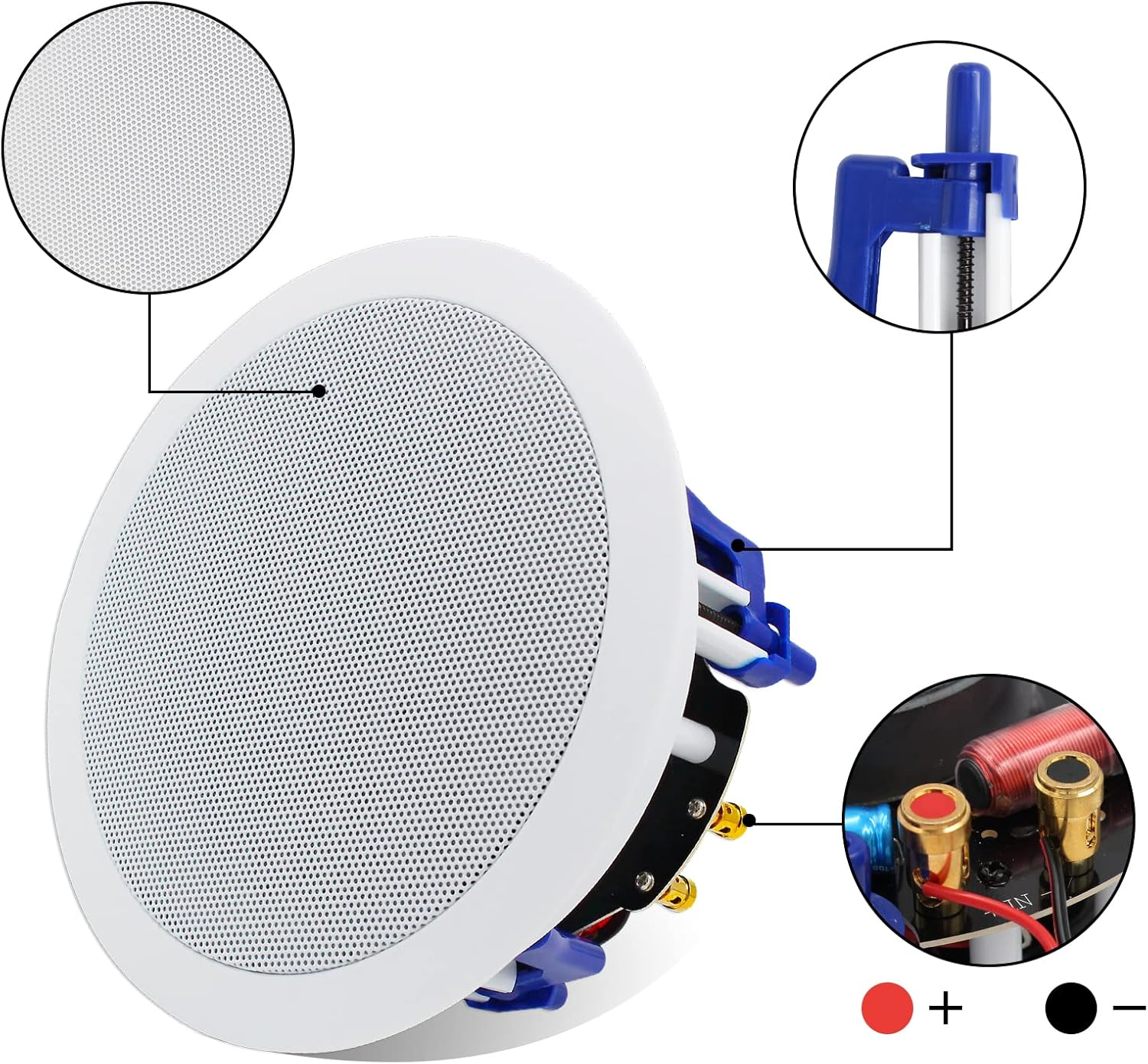 Herdio 5.25 Inch Ceiling Speakers 600W 2-Way Flush Mount with Bluetooth Wall Mount Amplifier Receiver Perfect for Home Theater Bathroom Living Room Kitchen Office(4 Speakers) image number 4