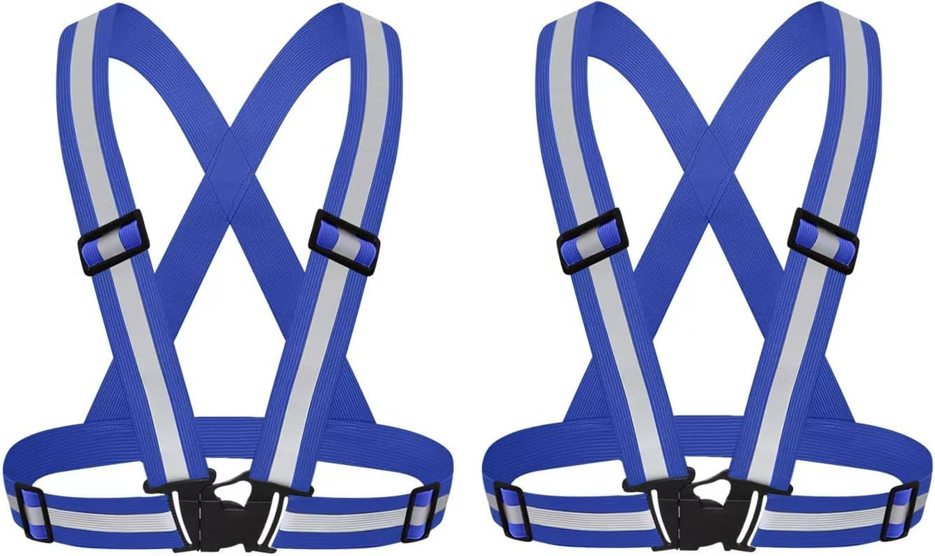 2 Pack Safety Vest Reflective High Visibility Safety Belt Tape Elastic and Adjustable Reflective Gear for Running, Walking, Jogging,Cycling,Motorcycle