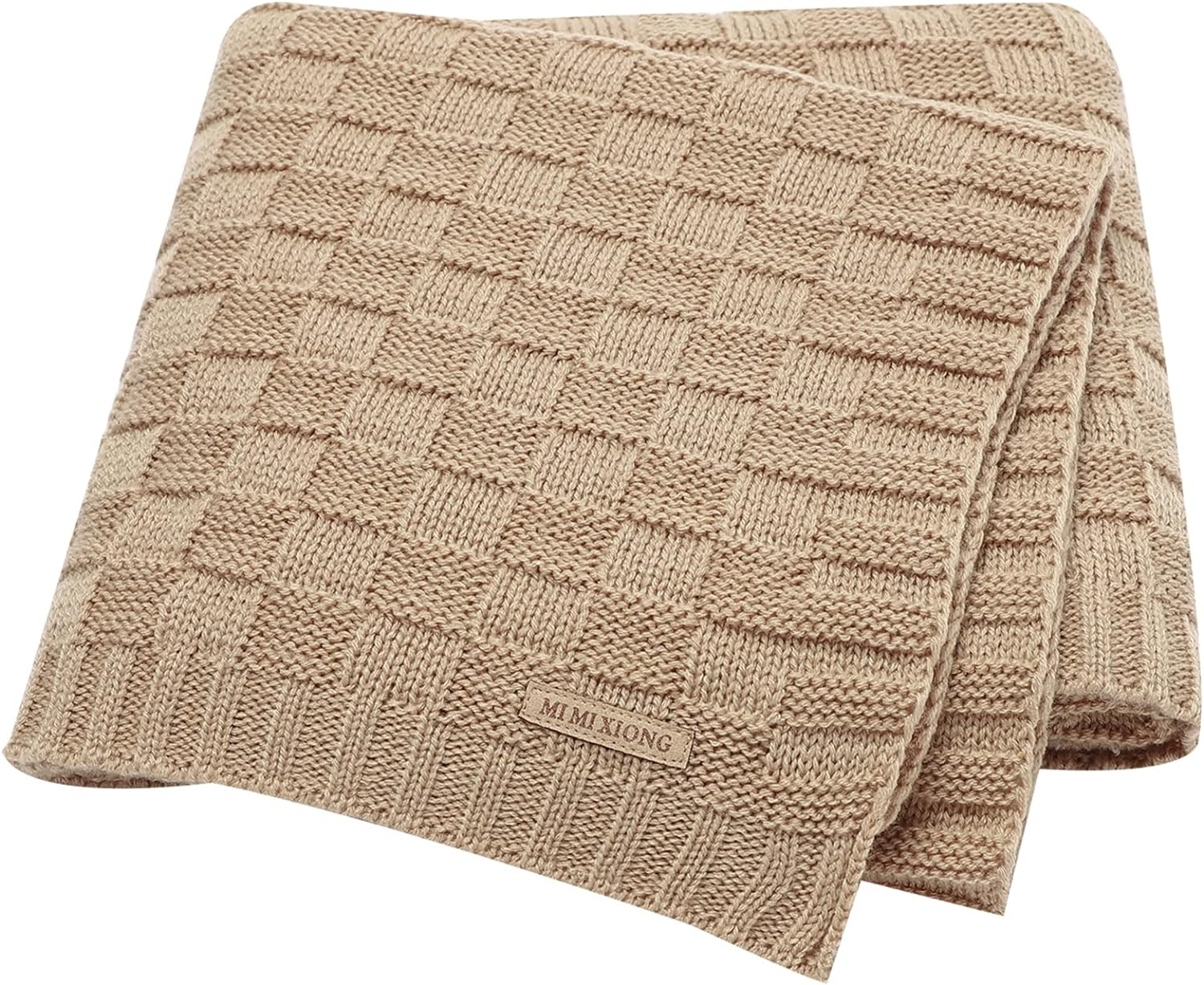 LAWKUL Baby Blankets Knit Cable Babe Blanket Soft Airy Newborn Infant Receiving Swaddling Brown Neutral Crib Stroller 40"X30"
