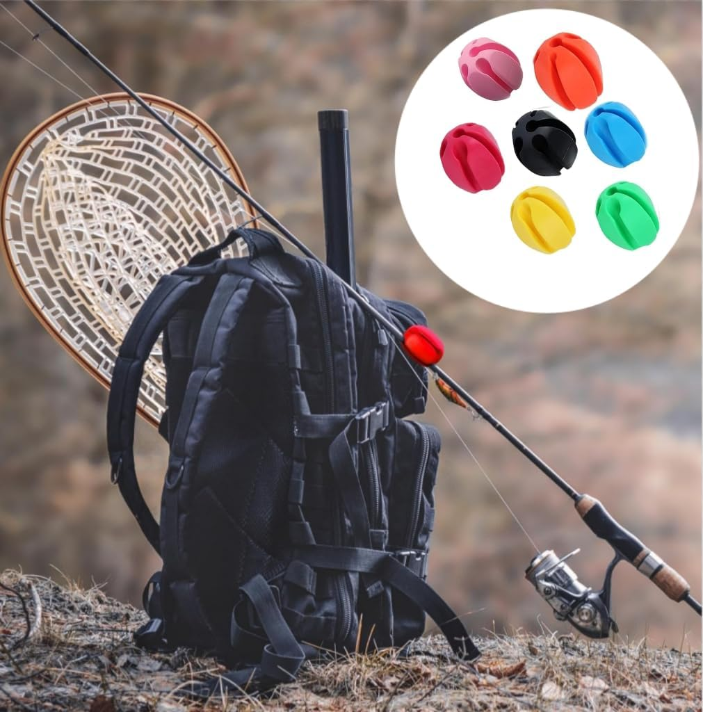 Shuoteng Silicone Fishing Rod Clips, 10Pcs 5 Hole Portable Fishing Rod Fixed Balls, Portable Fishing Rod Fixed Ball Rubber Fishing Pole Clips image number 1