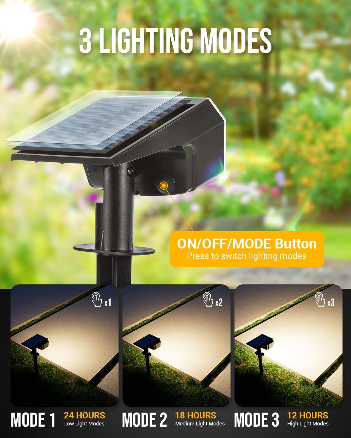 Solar Lights Outdoor Lighting IP65 Waterproof, 63LED Soalr Spotlights, 6 Pack Solar Powered Lights for Outside, Outdoor, Yard, Landscape Lights-Warm Light image number 7
