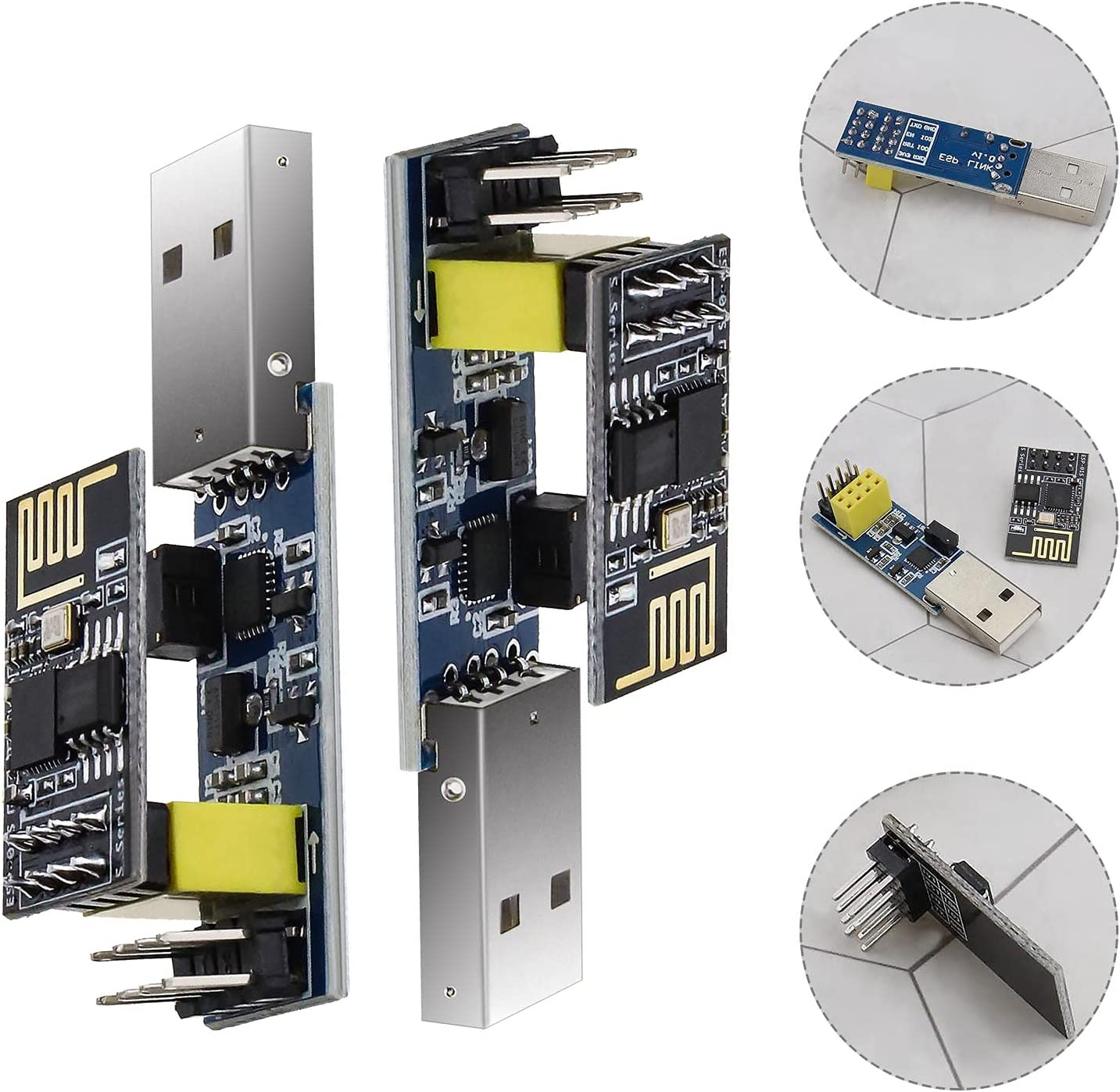 VGOL ESP8266 ESP-01 ESP01S Serial Wireless Transceiver Wifi Module Board & USB CH340C Chip Converter Adapter Kit X2 image number 2