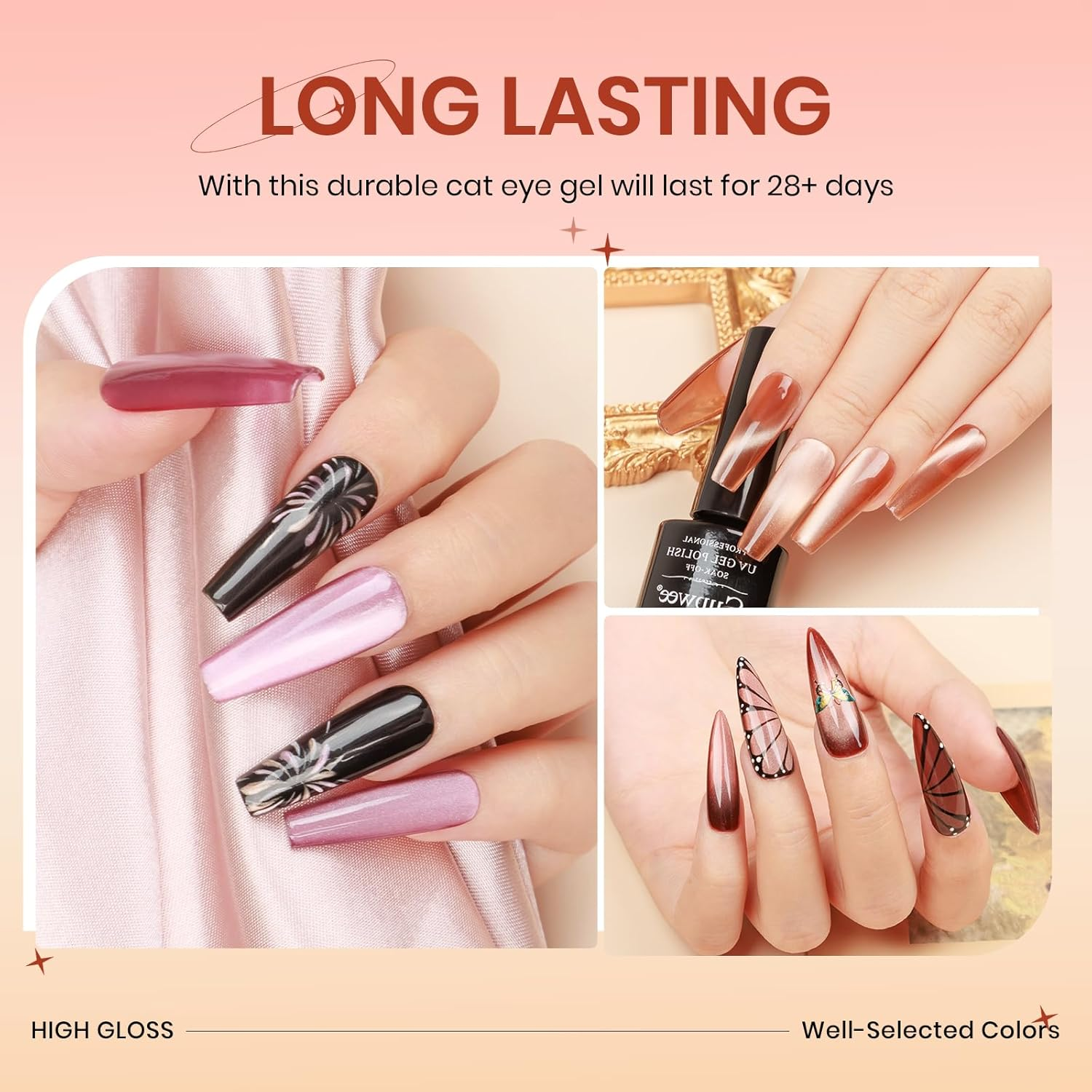 SUPWEE 12 Colors Cat Eye Gel Nail Polish Set with Magnetic Gel Polish Cateye Nails Jelly Crystal Effects 12 Colors Home Manicure for Women Girl image number 6