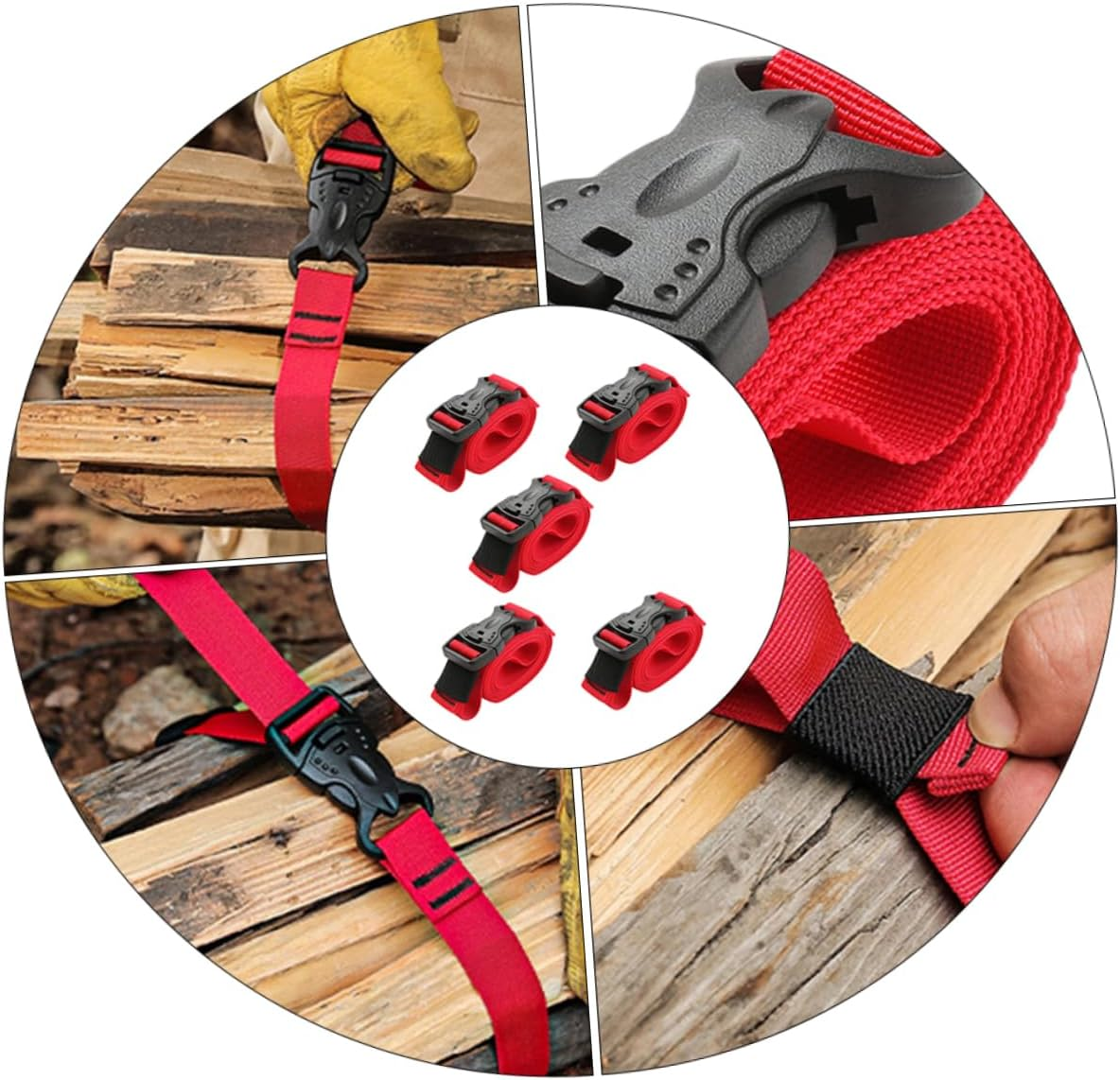 DOITOOL 5Pcs Multifunctional Nylon Lashing Straps for Luggage Cargo Fastening Belts Quick Release Buckle for Travel Hiking Gear image number 6