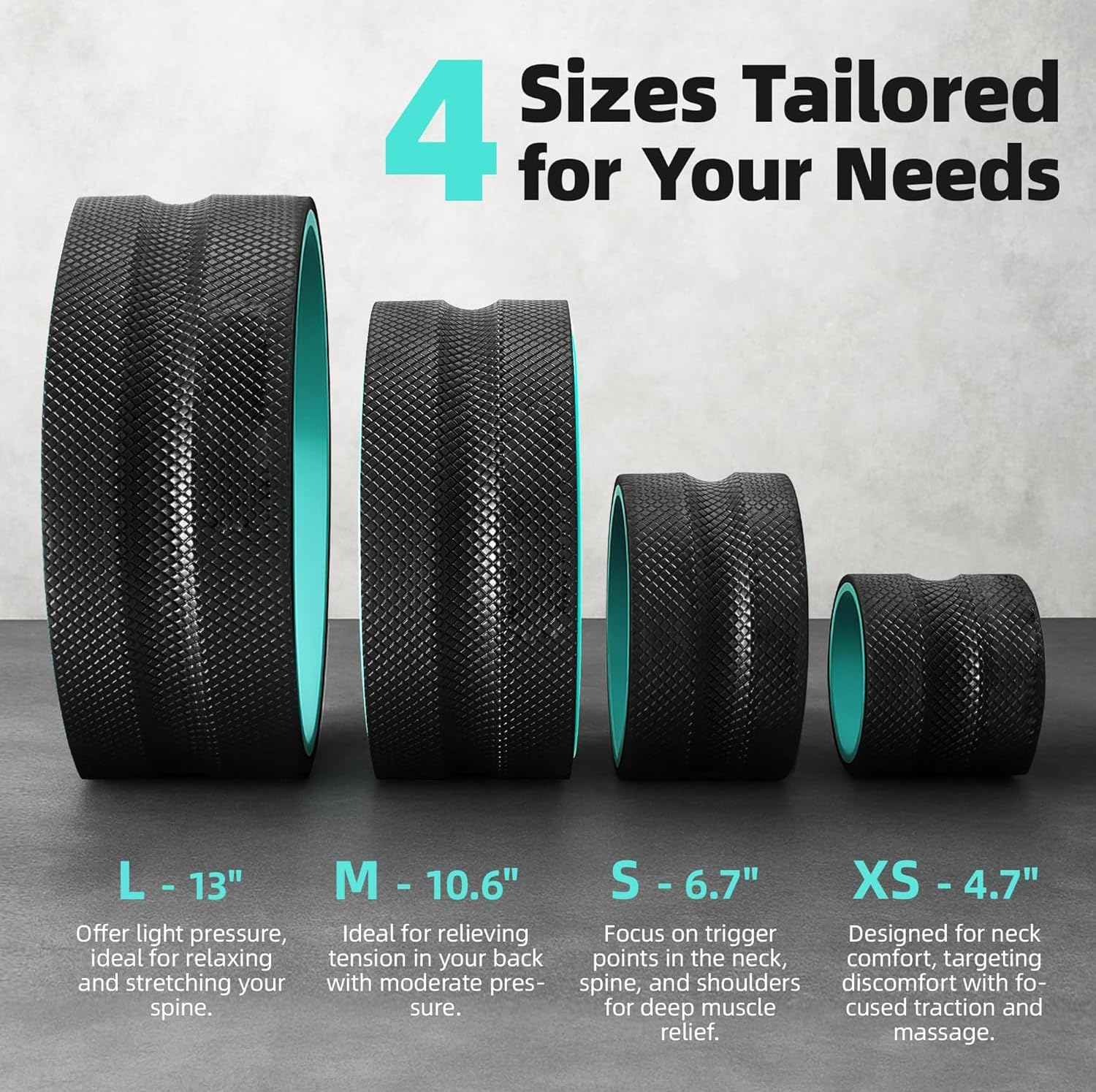 Back Roller Wheel Set of 4 &ndash; Foam Back Stretcher for Pain Relief, Spine Cradle Deep Tissue Massage Roller for Stretching & Physical Therapy image number 5