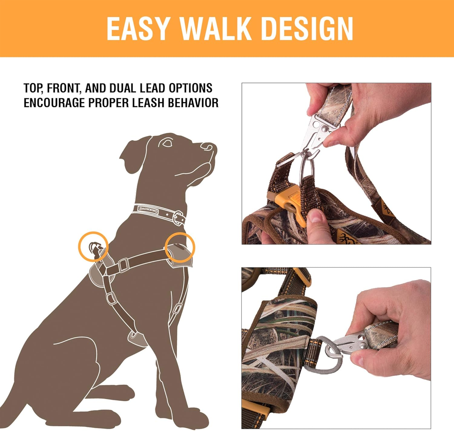 Browning Padded Dog Harness Hunting Dog Harness, Padded Straps, Camo, Shadow Grass Blades, Medium image number 6