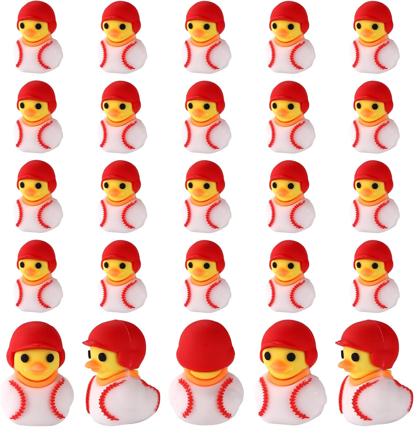 Lyreh 25Pcs Mini Baseball Ducks, PVC Funny Miniature Baseball Ducks Small Tiny Cute Bath Toys Practical Decoration Accessories for Sports Themed Party Birthday Bathroom Office Desk image number 3