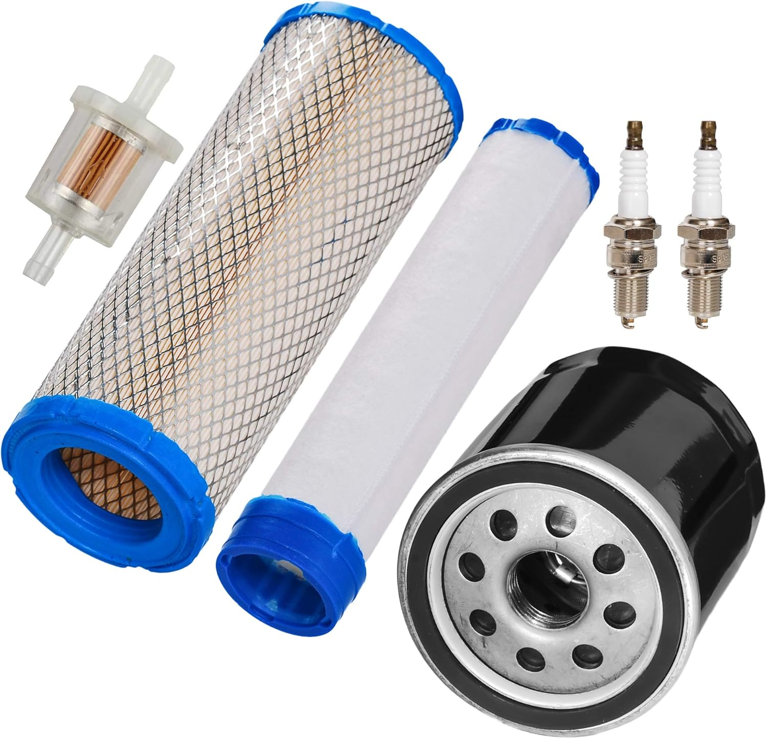 HIFROM Replacement for Air Filter & Pre Filter Cleaner Oil Filter Spark Plug Tune up Kit for Kawasaki FH601D FH680D FH721D FX651V FX691V FX730V 25 HP Engines Replacement for 11013-7020 49065-7010 image number 4