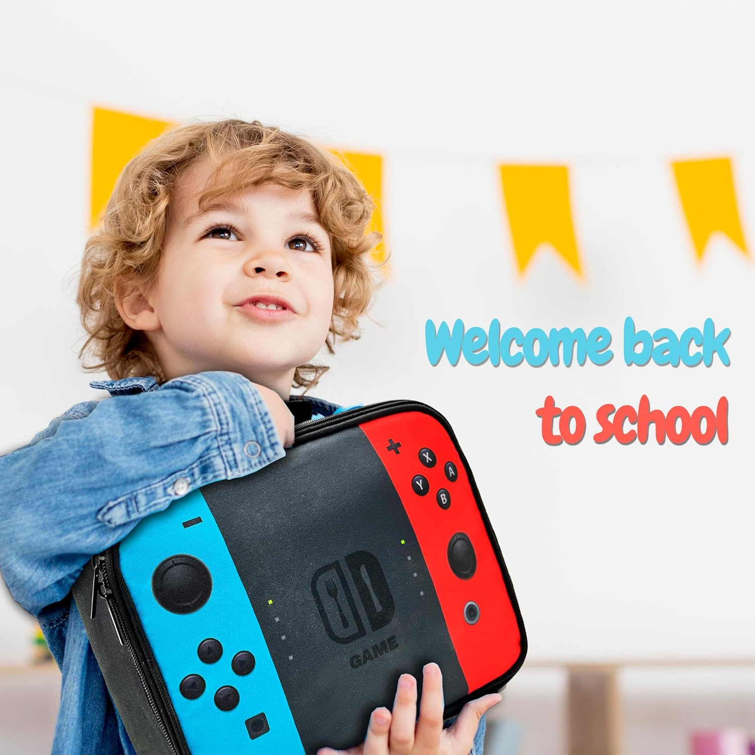 YOZIRIBO Kids Lunch Box Lunch Bag for Boys Girls, Reusable Insulated Game Lunch Boxes Gamer Tote Bag, Leakproof Thermal Cooler Sack Food Handbags High Capacity for School Work Picnic Camping Gifts image number 4