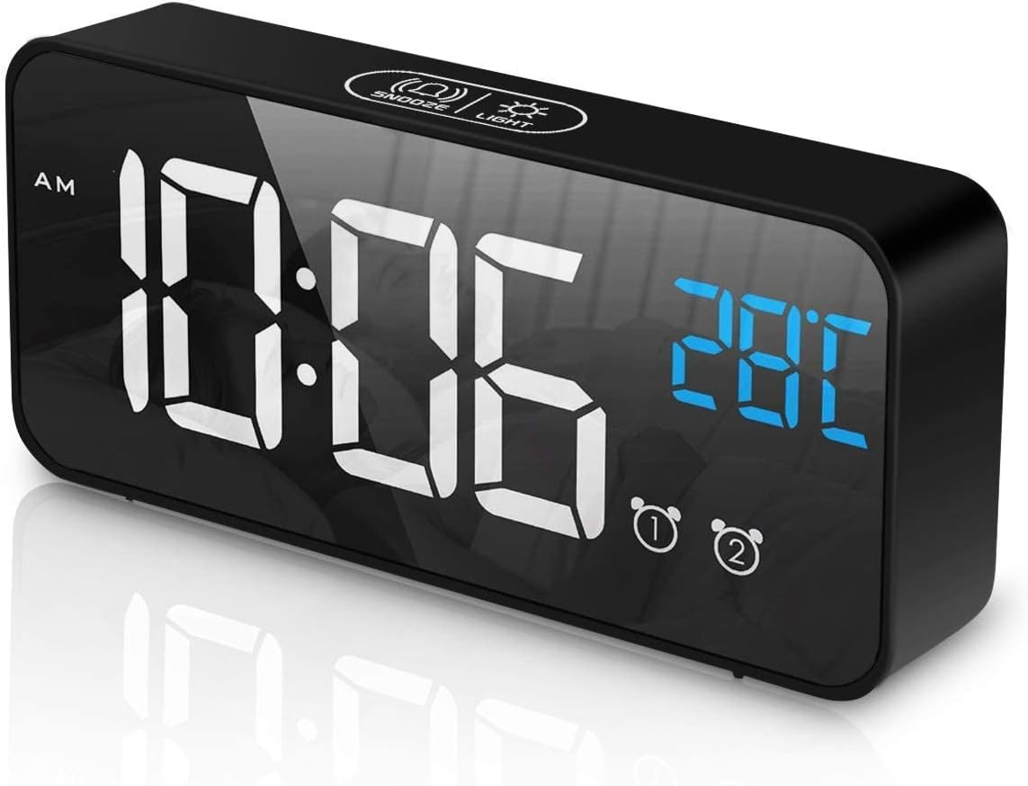 Ohamtes Digital Alarm Clock，Bedside Clocks with RGB Night Light, Large Display, Dual Alarm, Snooze, 100% Adjustable Brightness Dimmer Alarm Clocks, Suitable for Bedside