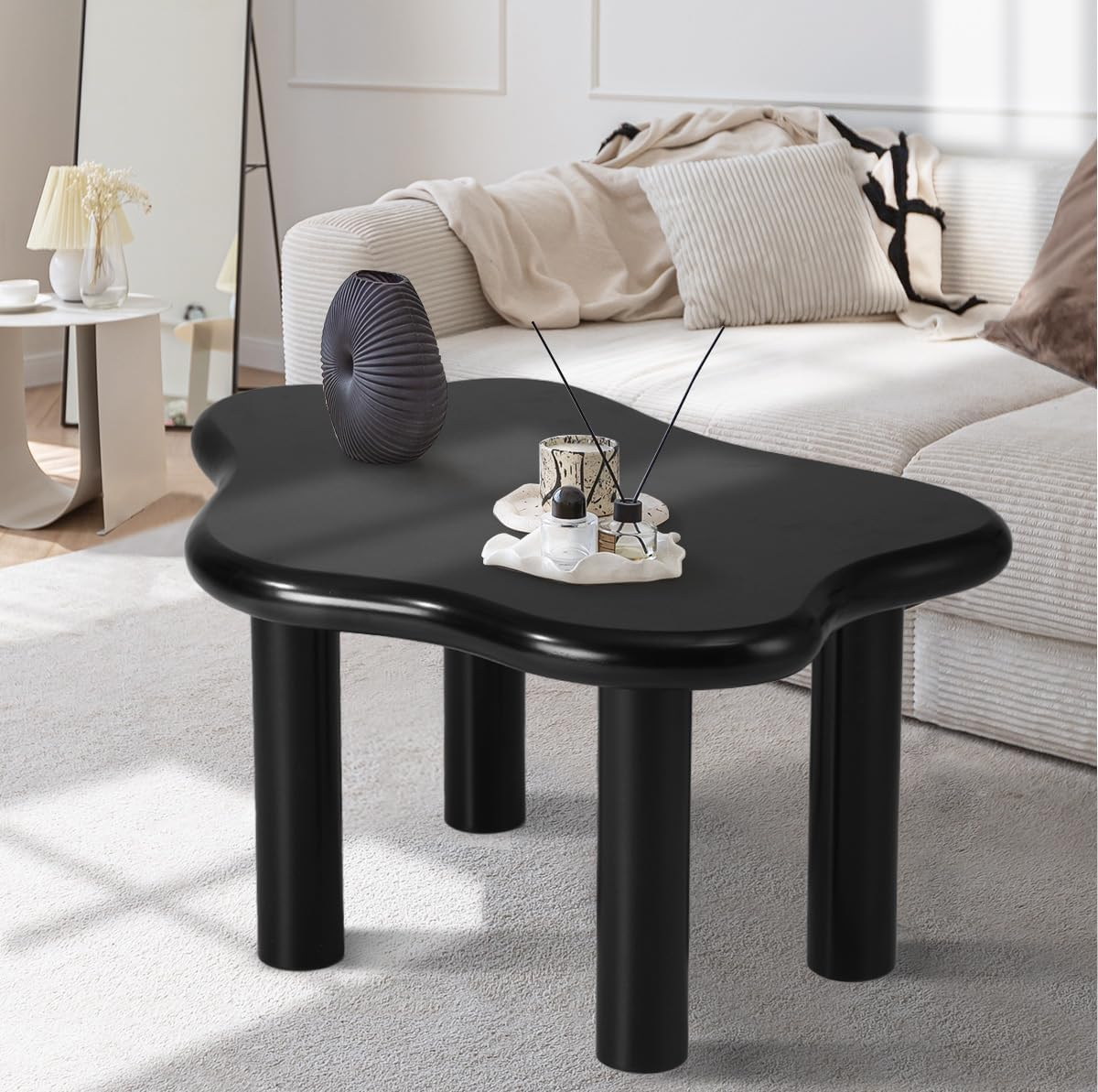 Oikiture Black Coffee Table 78 X 55 X 40Cm Living Room Wooden Side Table image number 6