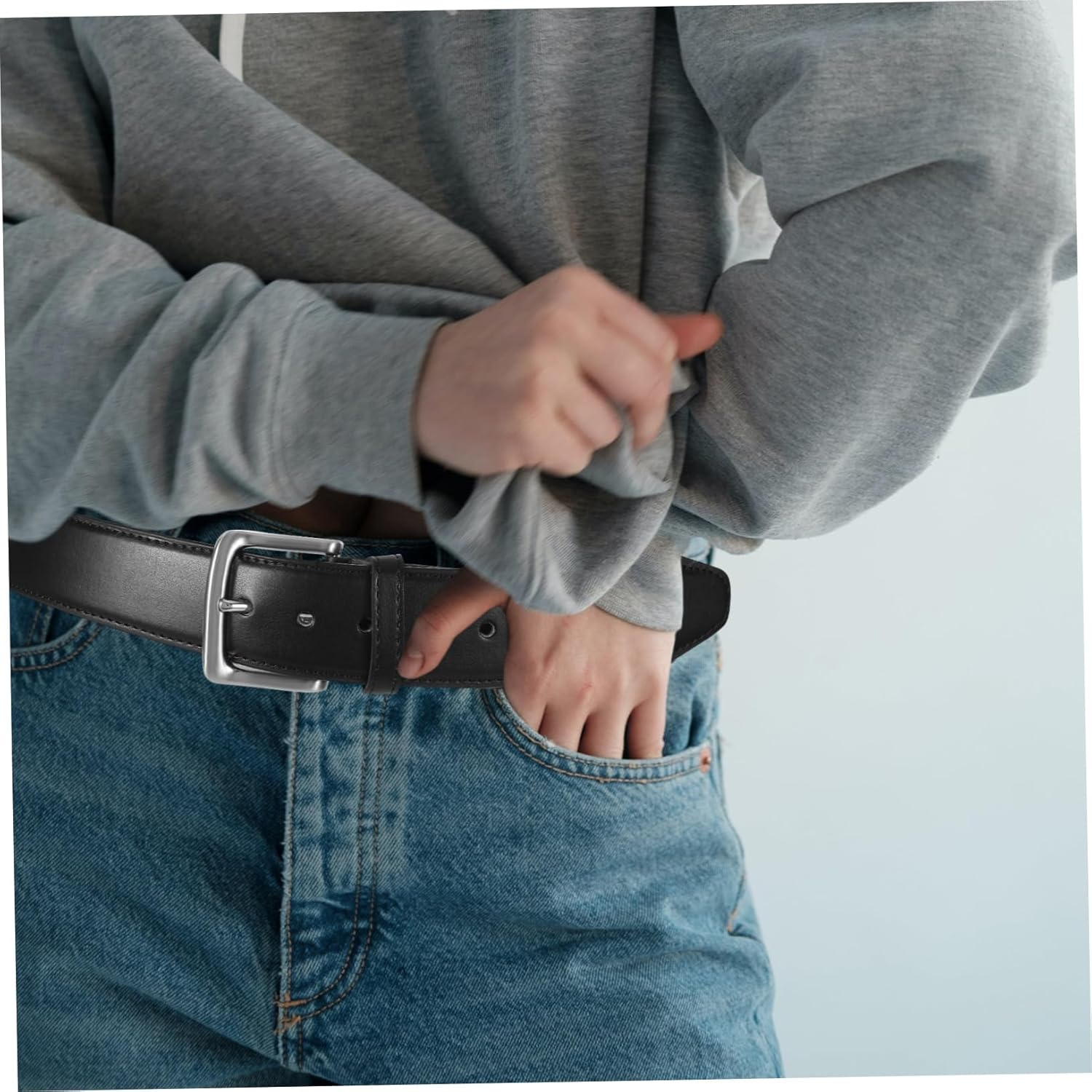 EXHUMKY Mens Pu Money Belt Zipper Pocket, Anti-Theft Hidden Money Pouch Waist Wallet for Business Travel, Black 115Cm Security Waist Belt for Travel Accessories image number 1