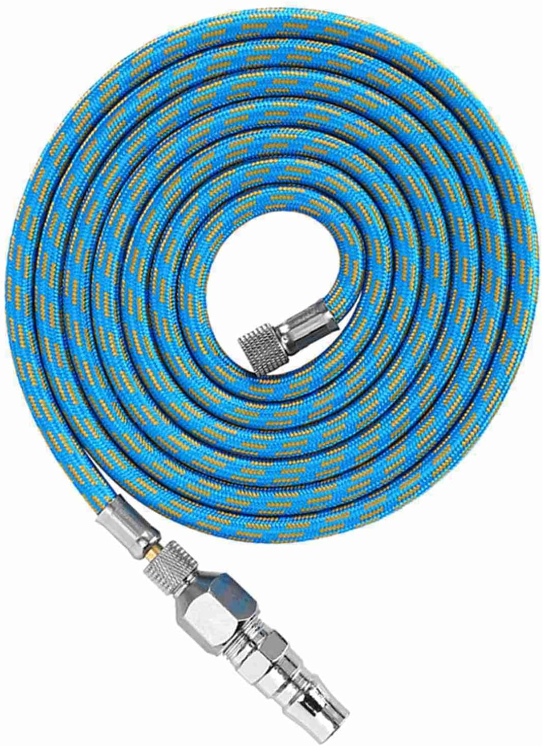 Braided Airbrush Air Hose Adapter Kit Airhose Spray Gun Compressor Nylon Blue 6Ft 1/8In‑1/4In image number 3