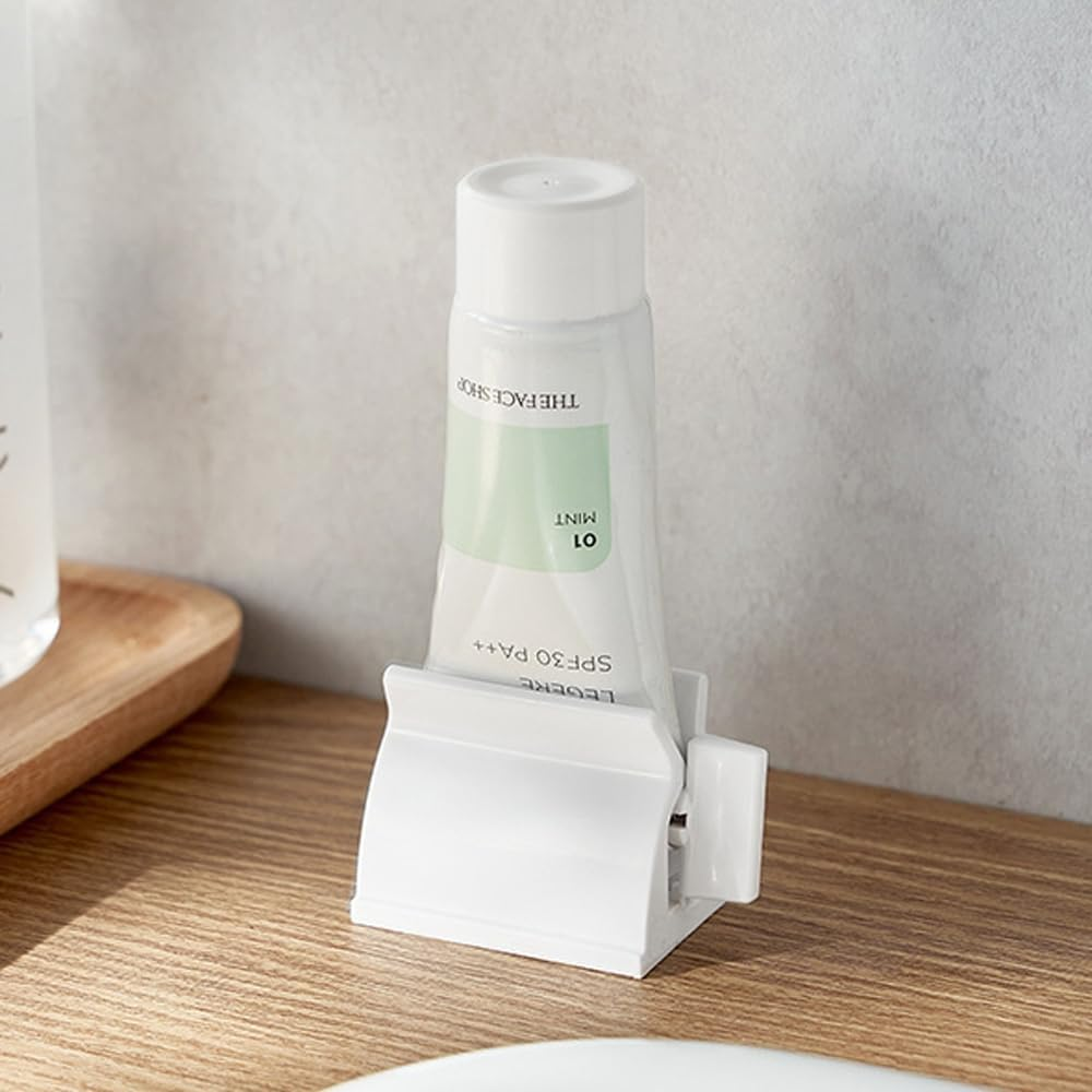 Toothpaste Squeezer Set 2Pcs Rolling Tube Toothpaste Seat for Bathroom Accessories White image number 5