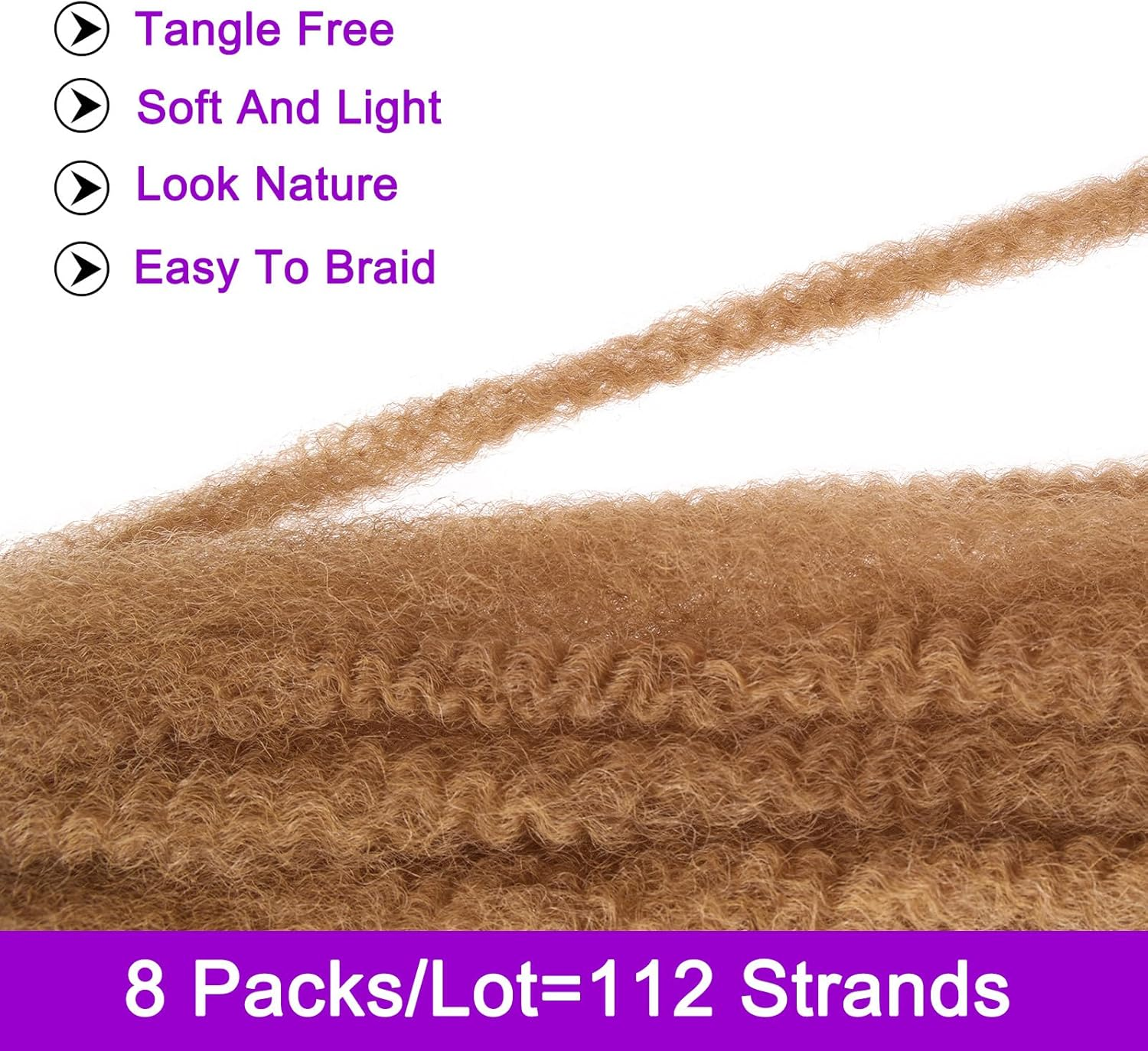 ZRQ Marley Twists Braiding Hair 24" 27 Afro Kinky Marley Hair Crochet Braids 8 Packs Synthetic Twist Crochet Hair for Curls (24", 27#) image number 5
