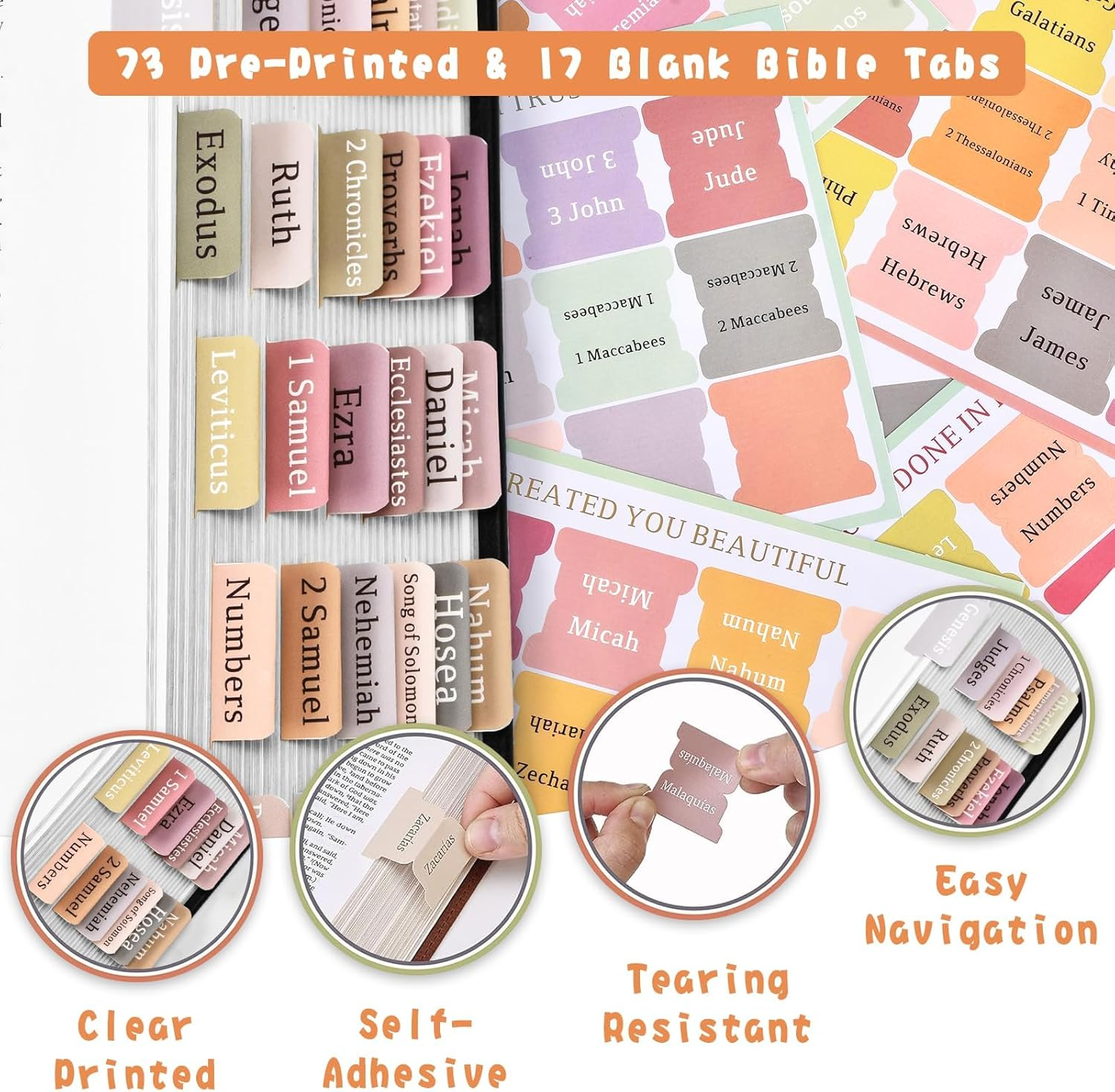 Bible Journaling Kit, Include 12 Bible Highlighters and 6 Pens No Bleed, 90 Laminated Bible Tabs, Magnetic Bookmarks, Sticky Notes, Bible Study Supplies Essentials Set for Women & Men image number 4