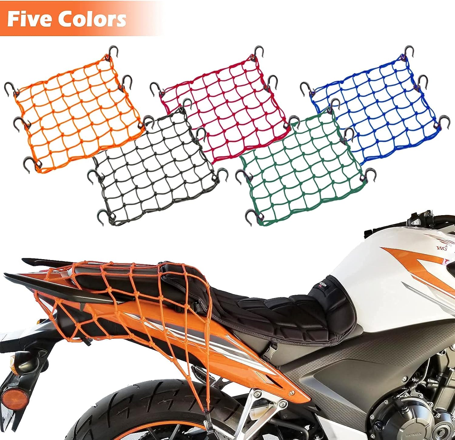 Motorcycle Cargo Net - Orange, 1 Pack image number 2