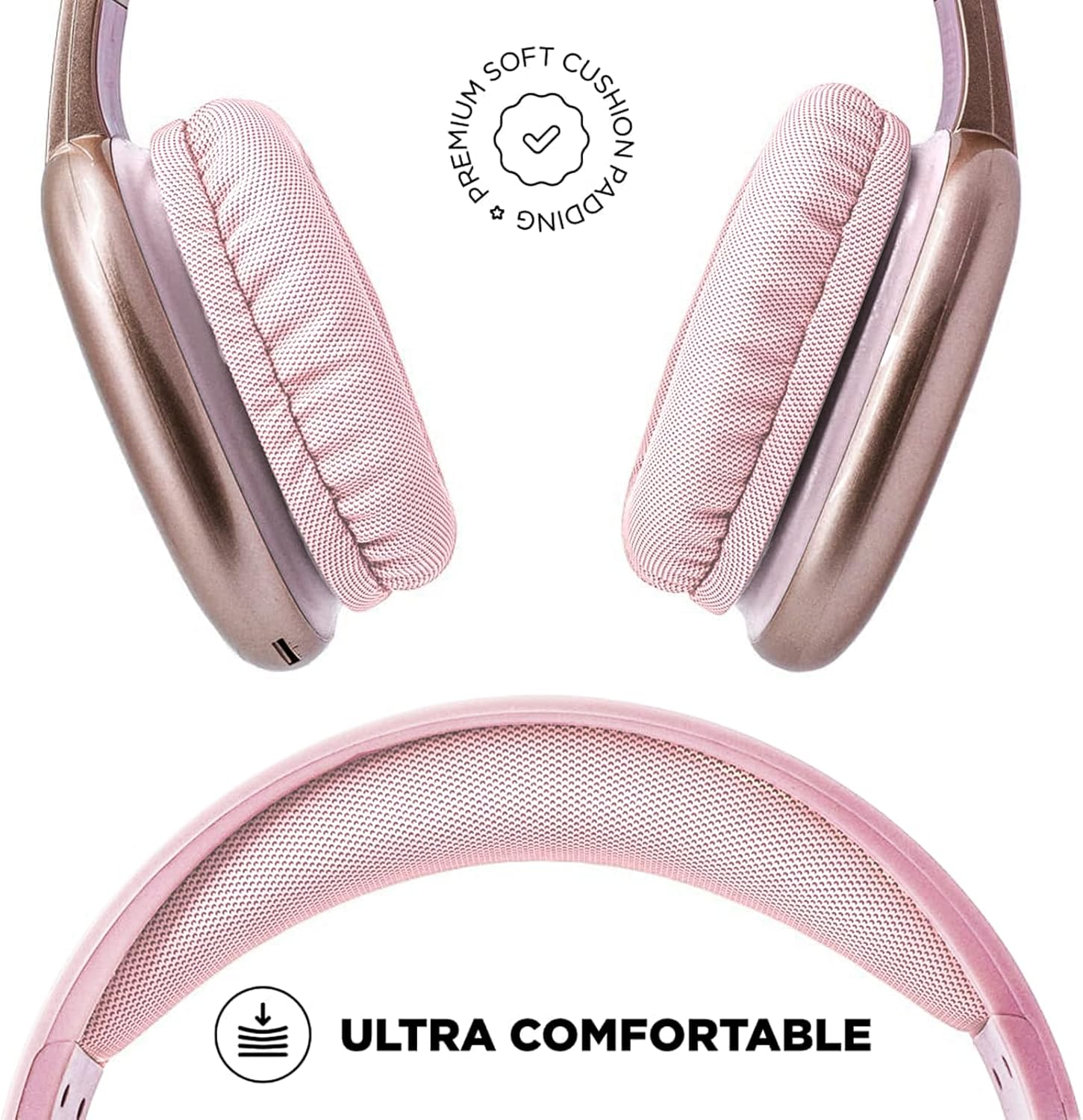 Ijoy Ultra Wireless Headphones with Microphone - Rechargeable over Ear Bluetooth Headphones with 10Hr Playtime, SD Slot, Backup Wire - Soft Cushion Wireless Headset with Mic (Pink) image number 4