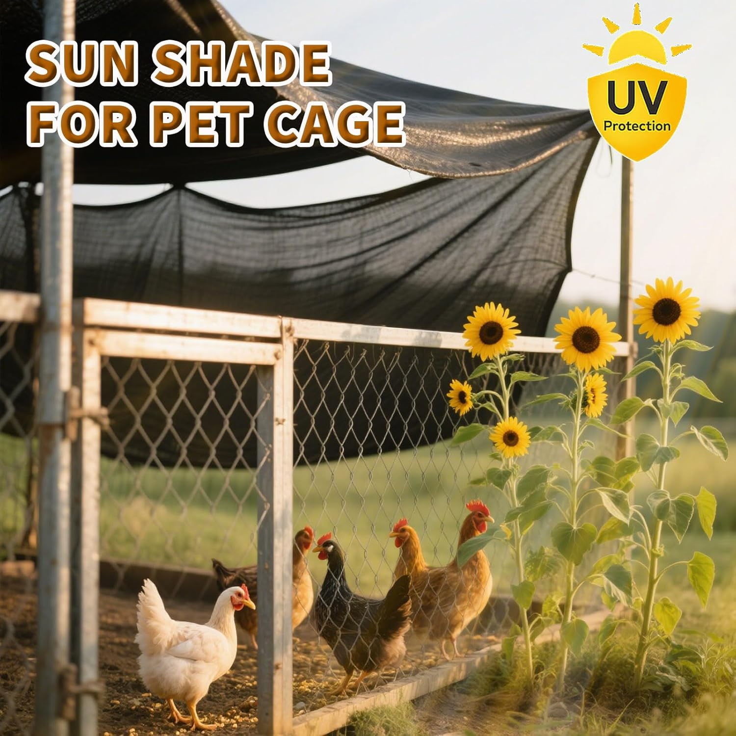 2 X 2M Rabbit Hutch Cover UV Protection 90% Sun Protection Pet Cage Chicken Coop Cover for Guinea Pig Rabbit Chicken Duck and Other Small Animals image number 1