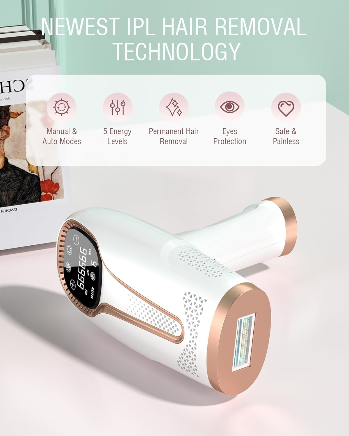 IPL Laser Hair Removal Device - Laser Hair Removal for Women & Men - Home 45&deg;F Ice-Cooling Contact for Painless & Long-Lasting Results, 86% Hair Reduction in 3 Weeks for Full Body & Bikini Line image number 2