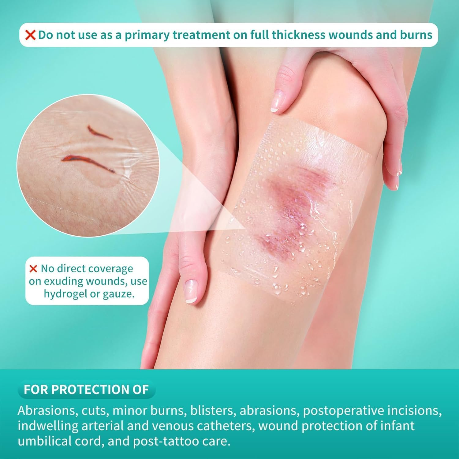 Dimora Transparent Film Dressing 6 Cm X 7 Cm, 30 Pcs,Waterproof Dressing for Wounds, Adhesive Post Surgical Cover Pad，For IV Shield, Tattoo Aftercare, Shower Protector image number 6