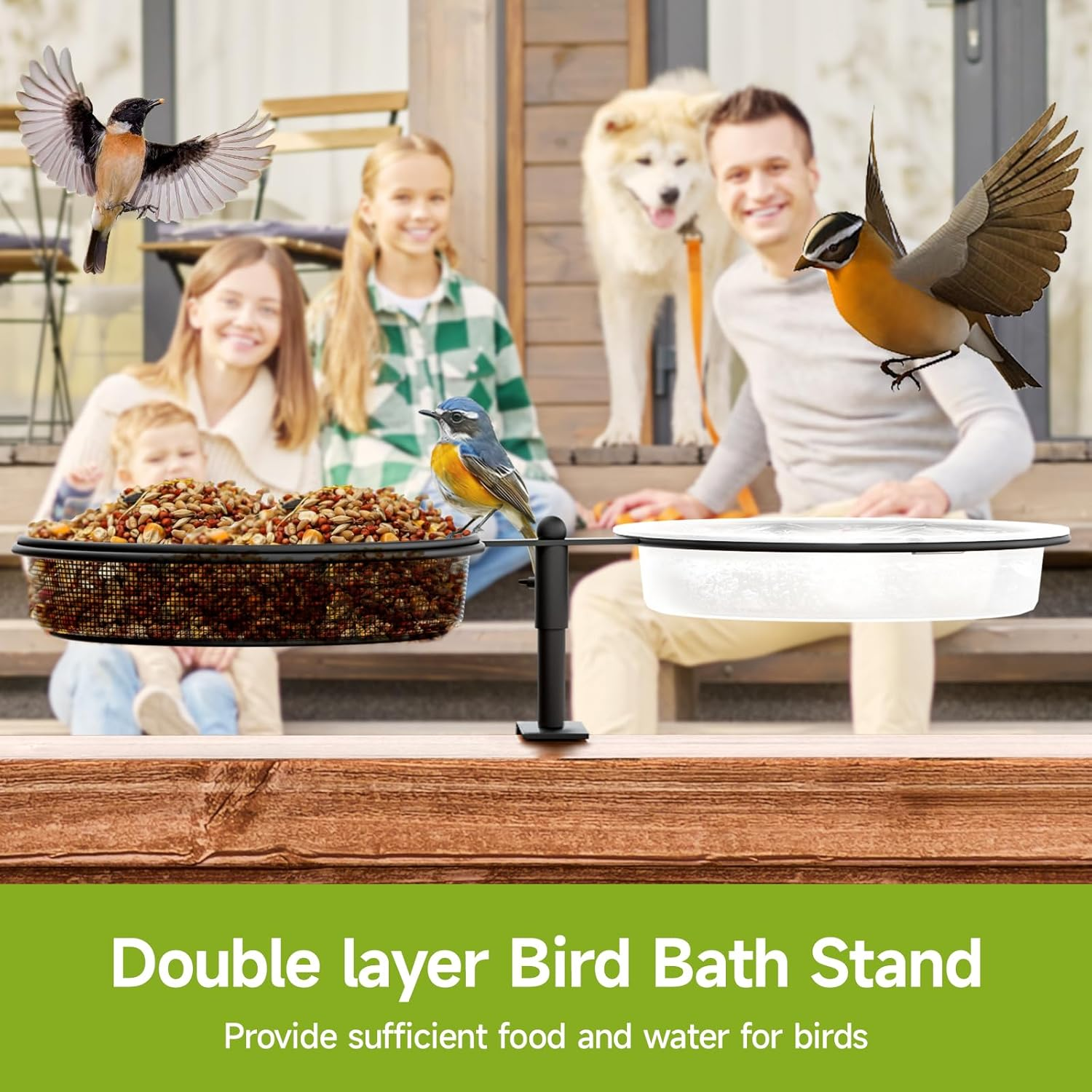 Bird Feeder Deck Mount with Detachable Bowl 2-In-1 Wild Bird Bath & Water Food Container Station for Garden, Yard, Balcony Outdoor Bird Feeding Stand for Wild Birds, Bird Watcher Gift (Type1) image number 4