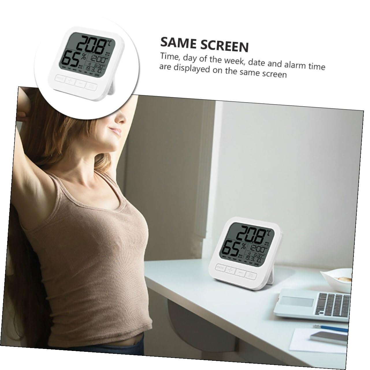 Veemoon High Accuracy Digital Hygrometer with Temperature Humidity Monitor Indoor Electronic Thermometer for Home Office Folding Stand and Wall Mount Options Celsius Fahrenheit Display image number 2