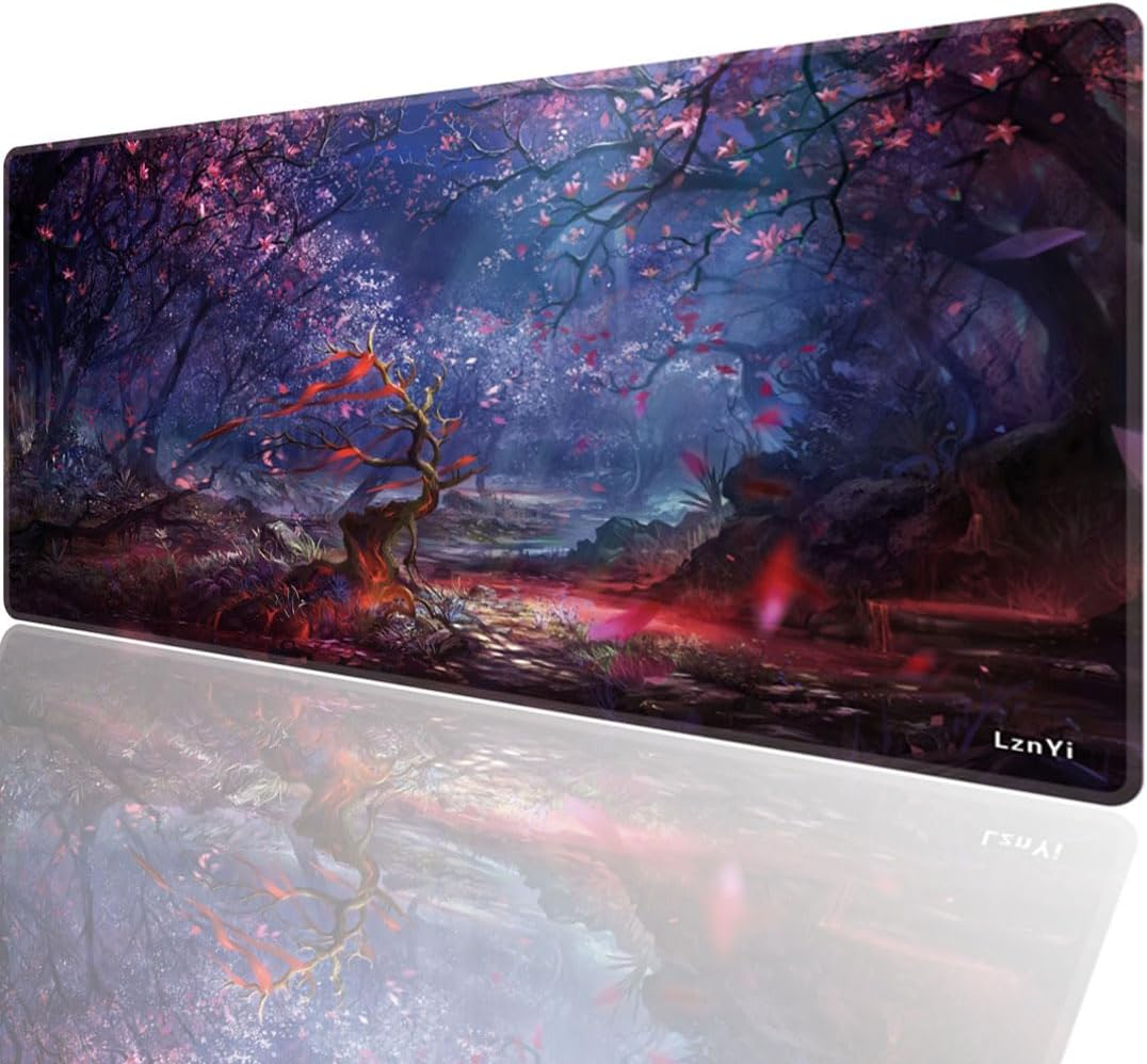 Lznyi Mouse Pad Large Gaming Desk Mat Extended Mousepad with Personalized Design Keyboard Pad for Laptop, Computer and PC - 600X300Cm Black World Map