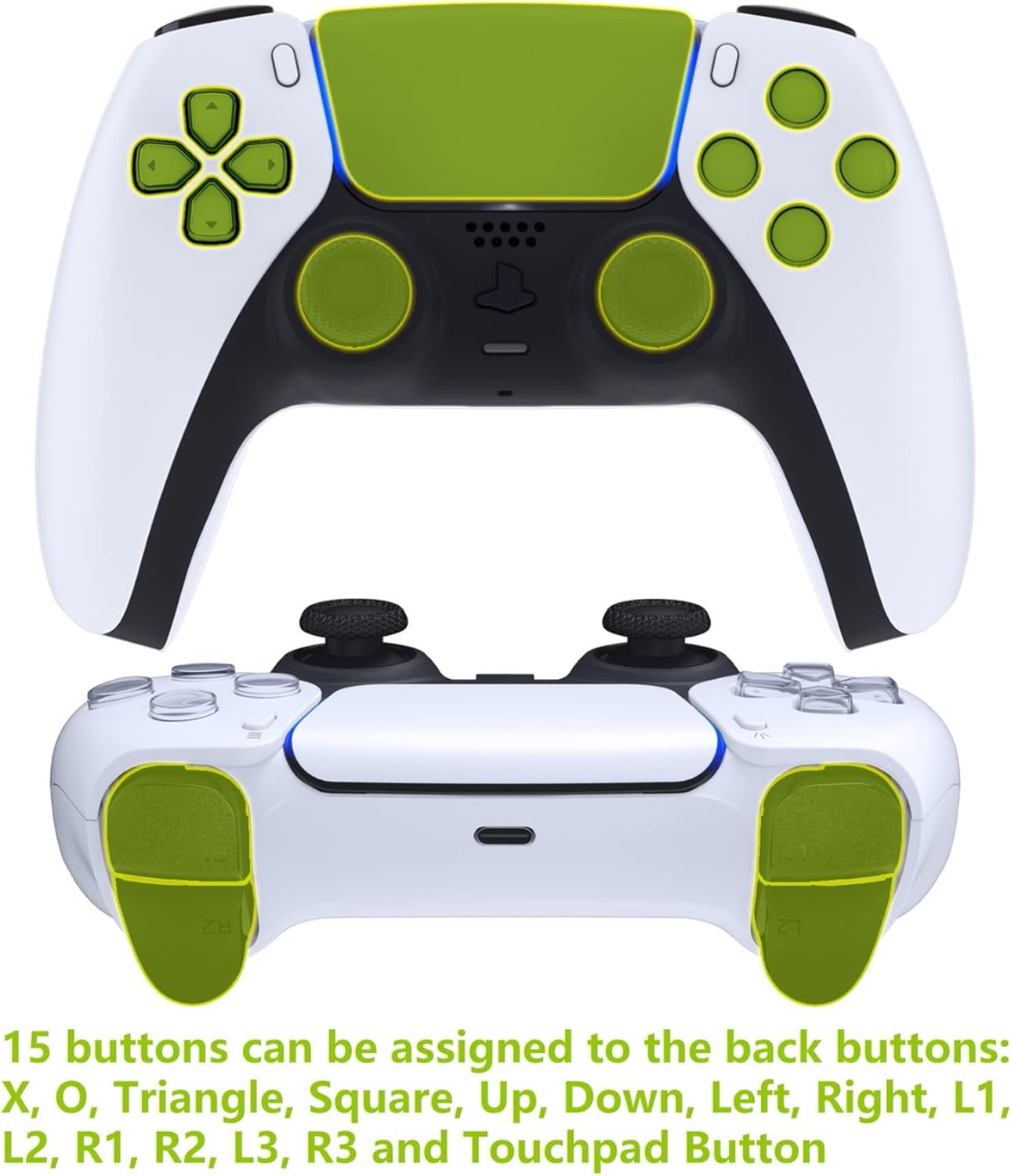 Extremerate White Metal Buttons RISE V3 Remap Kit for PS5 Controller BDM-030 040 050, Upgrade Board Redesigned Bottom Shell Programable Back Buttons