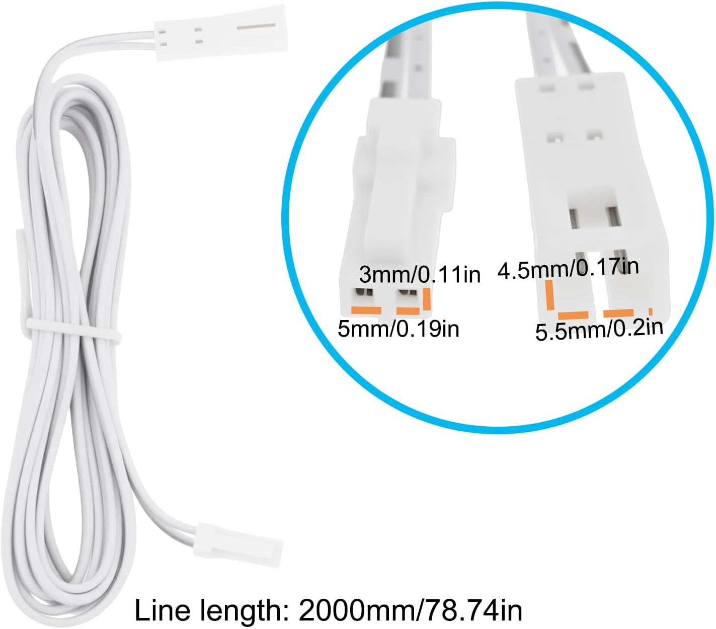 SING F LTD 4Pcs 2Pin LED Extension Cable 2M Length for Kitchen Light White image number 1