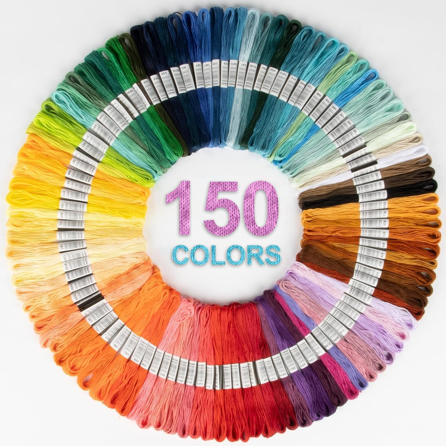 Funcyboo 150 Skeins Embroidery Floss, Embroidery Thread Friendship Bracelet String Multi Color Cross Stitch Threads for Gifts Art Embroidery Bracelets Crafts, 150 Colors image number 5