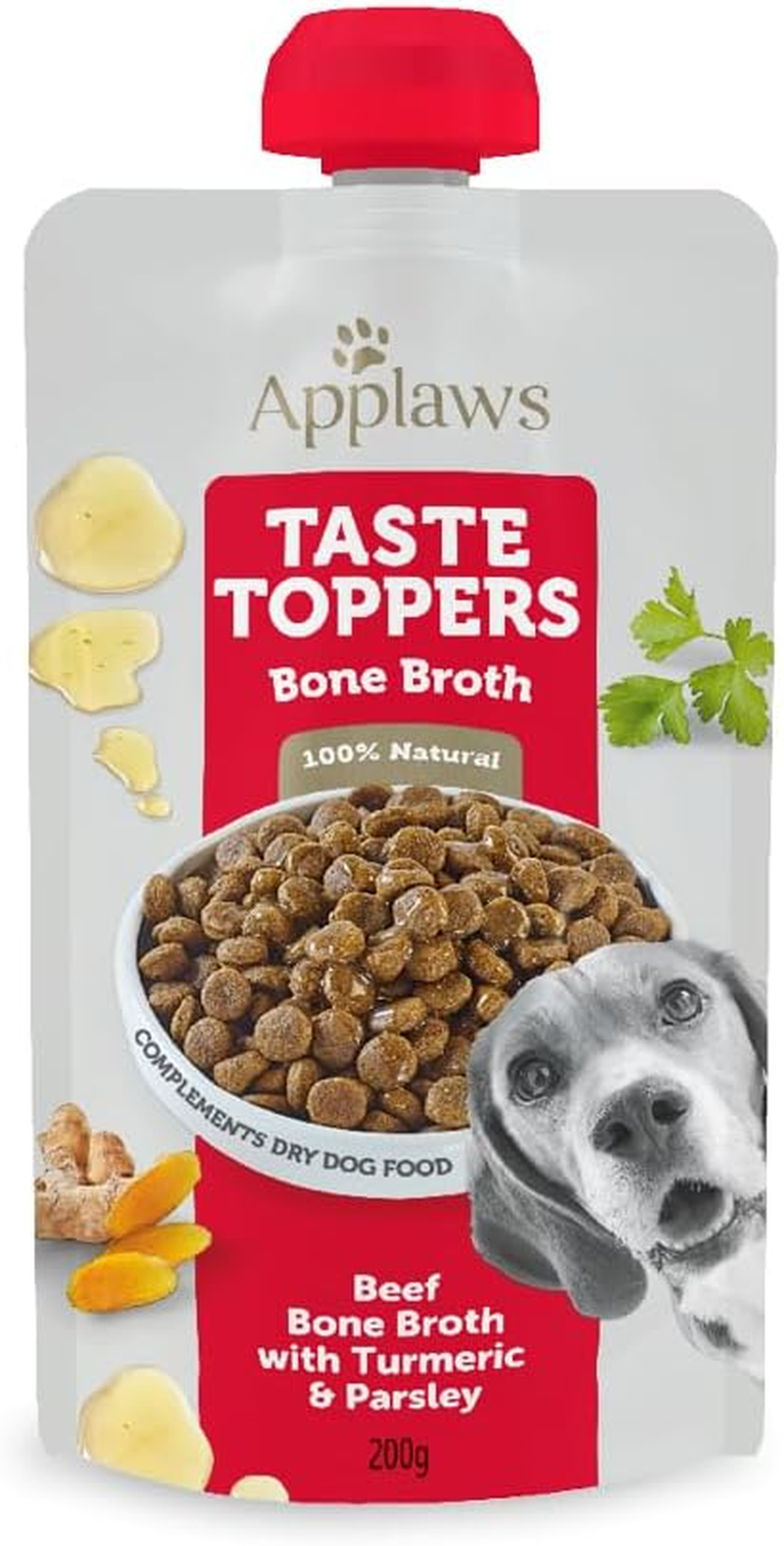 Applaws Taste Toppers 100% Natural Wet Dog Food Beef Bone Broth with Turmeric & Parsley 200Ml (Pack of 6), Limited Ingredients Pet Food image number 5
