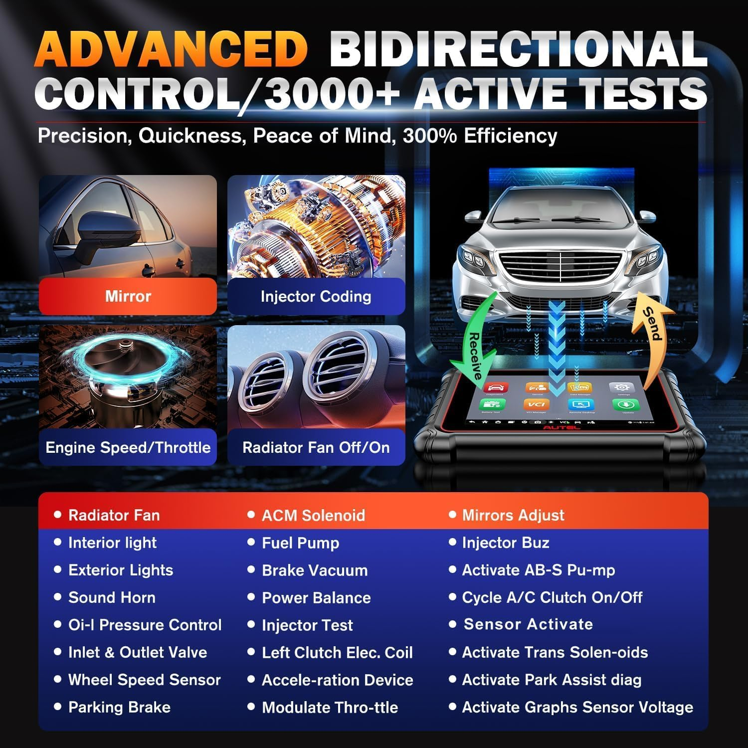 Autel Scanner Maxicom MK900BT, 2025 MK900-BT V2.0 Bidirectional Diagnostic Tool, 8In up of MK900 MX900 MK808S MK808BT MX808S MK808Z, 3000+ Active Tests, 40+ Service, CAN-FD&DOIP, All System, FCA 11 OS image number 5