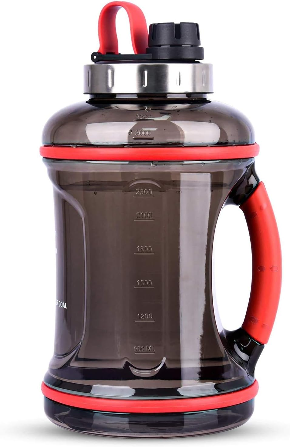 FORWEWAY Large Sports Water Bottle 2.2L Eco-Friendly Bpa-Free Leak-Proof Extra-Strong Reusable Durable with Capacity Maeker Big Water Container for Outdoor Fitness Cycling Hiking Camping (2.2L Black)