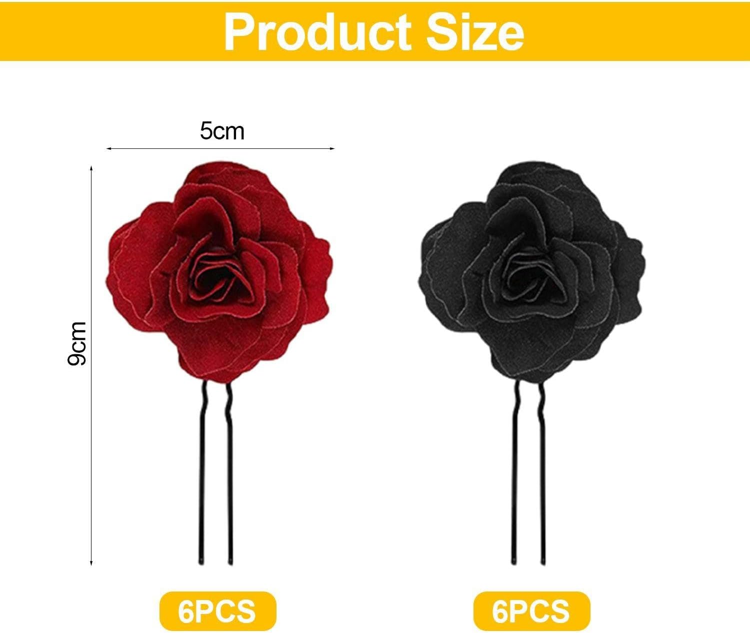 12 Pieces U-Shaped Rose U-Shaped Hairpin, Classic and Fashionable, Elee Hair Accessories for Women for Long Hair and Solid Hairstyle Accessories for New Year Bridesmaids