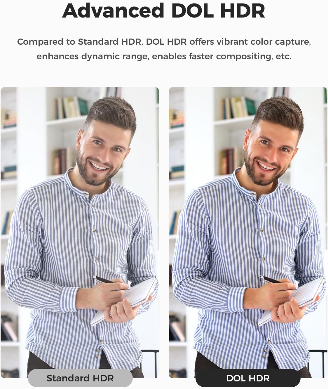 OBSBOT Meet SE Al-Powered Webcam,1080P@100Fps,Ultra HDR,1/2.8" CMOS,4X Digital Zoom,Work with Skype, Zoom/Microsoft Teams/Google Meet,Web Cam for Streaming, Meeting, Gaming, with Mini Tripod (Grey) image number 6