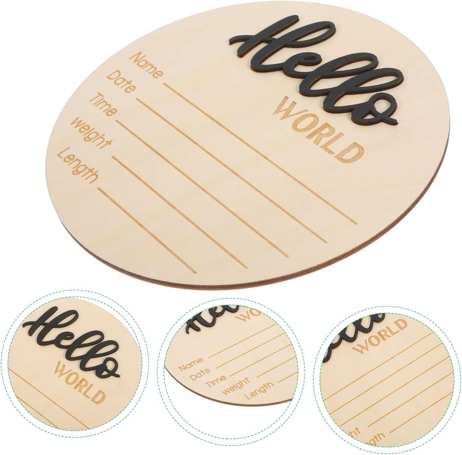 Yardwe Birth Announcement Sign Wooden round Newborn Name Sign Photography Prop for Home